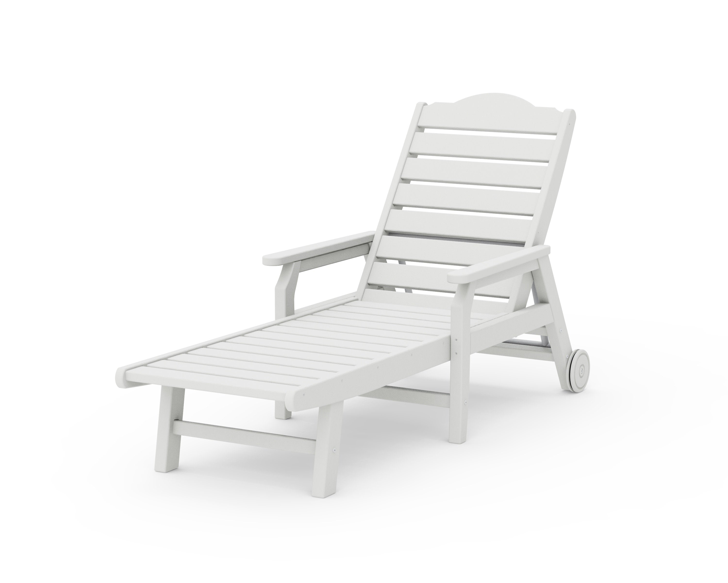 Savannah Chaise with Arms and Wheels in Vintage White