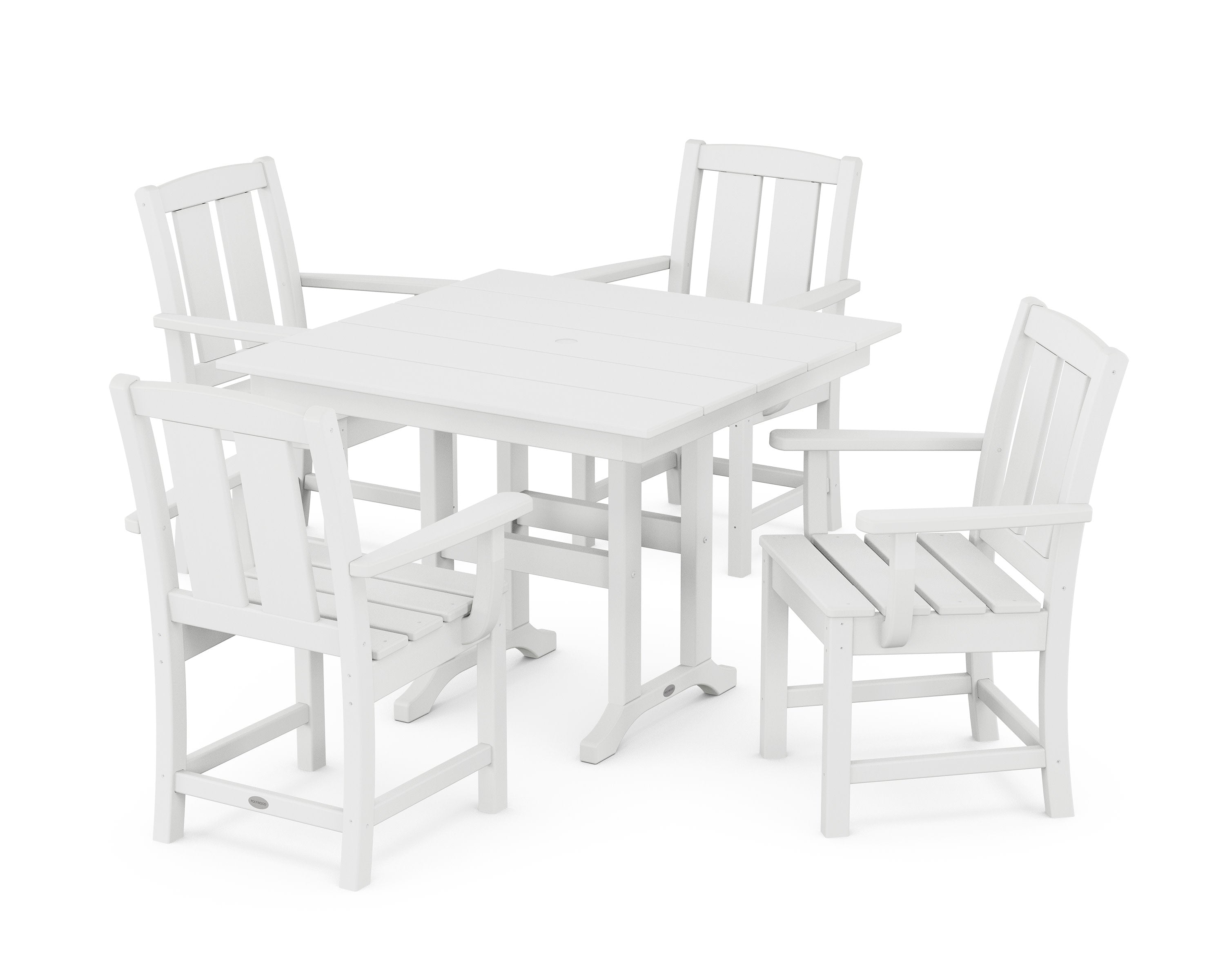 Mission 5-Piece Farmhouse Dining Set in White