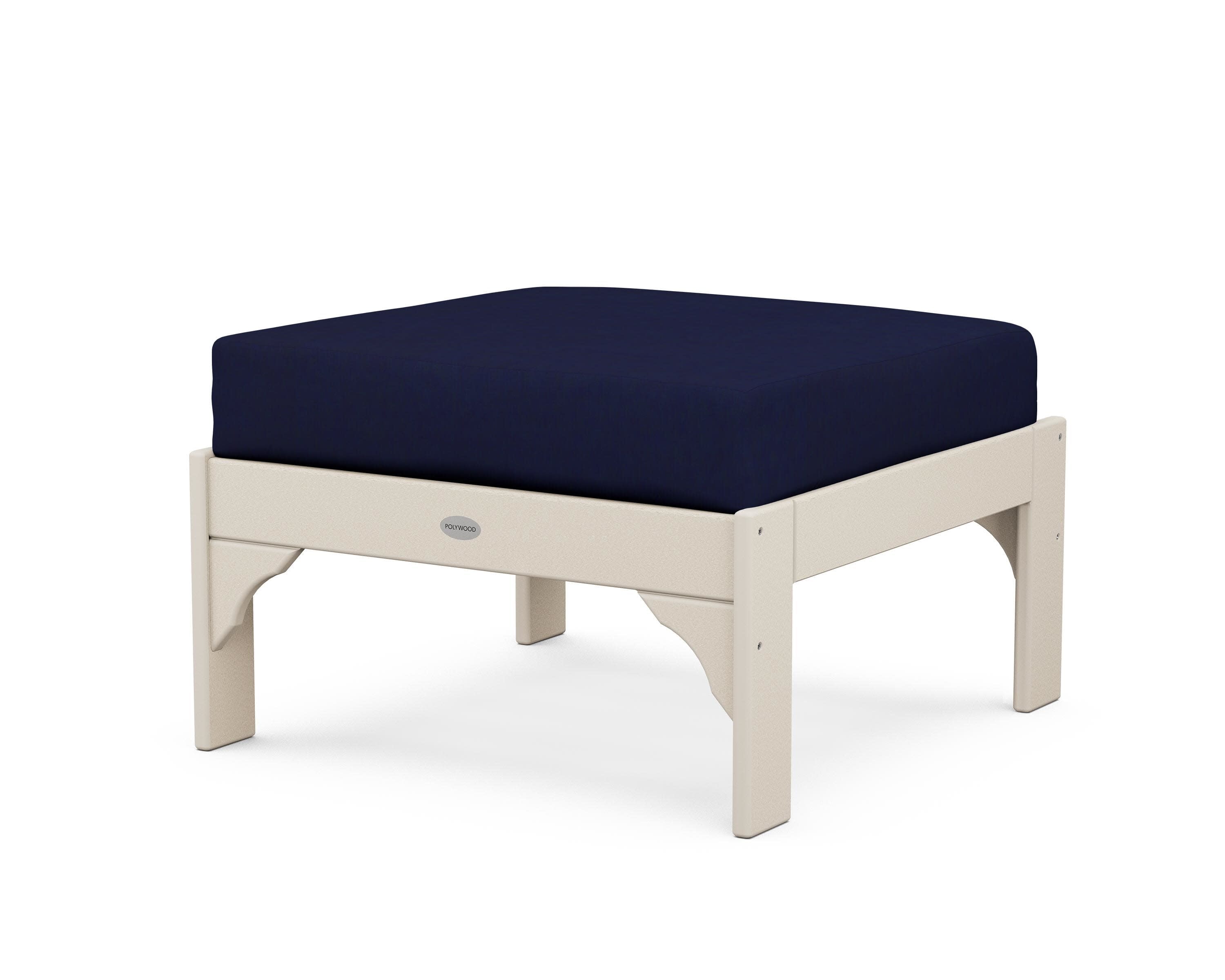 Vineyard Deep Seating Ottoman in Sand / Navy