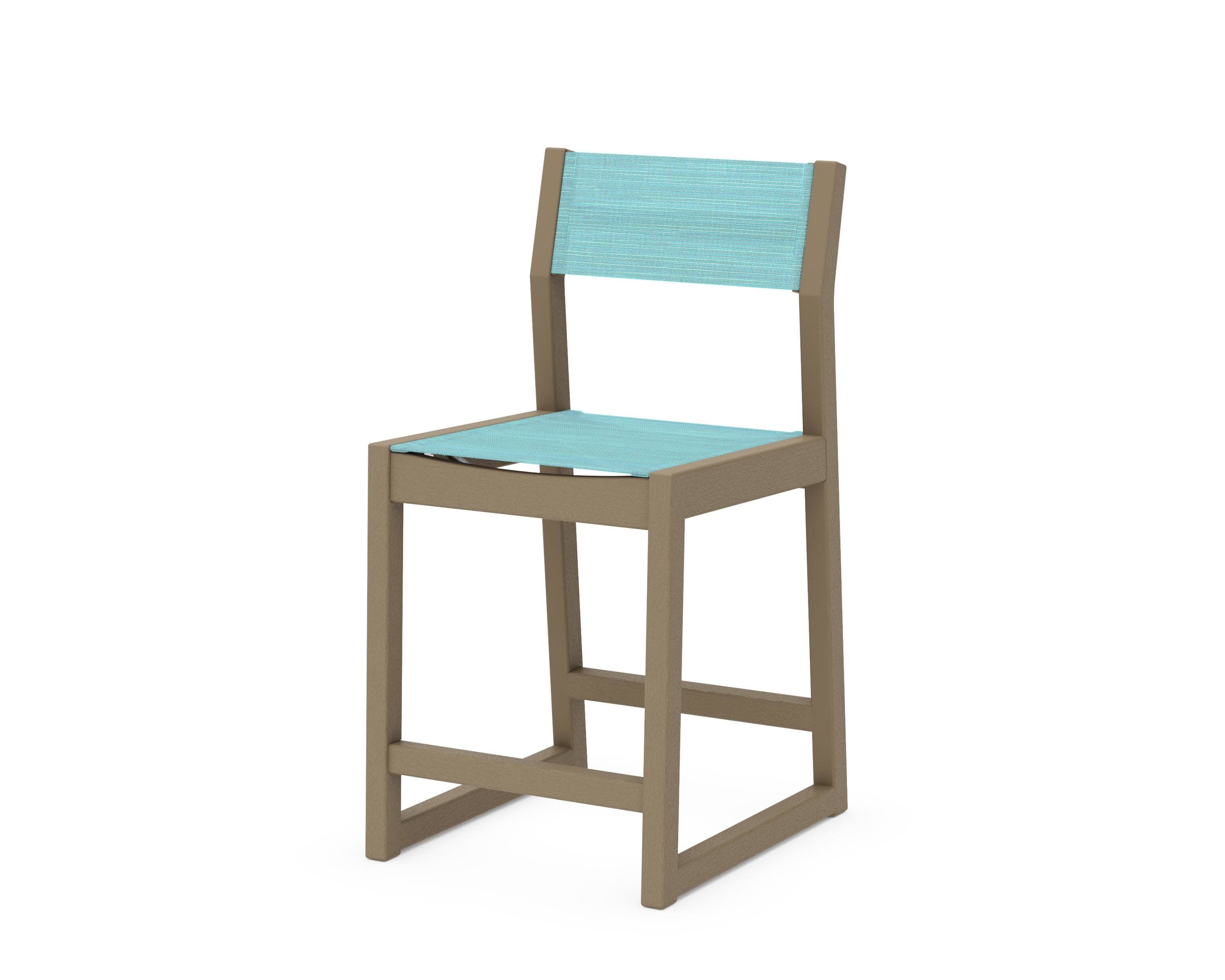 EDGE Sling Counter Side Chair in Vintage Sahara / Dupioni Aquamarine Sling