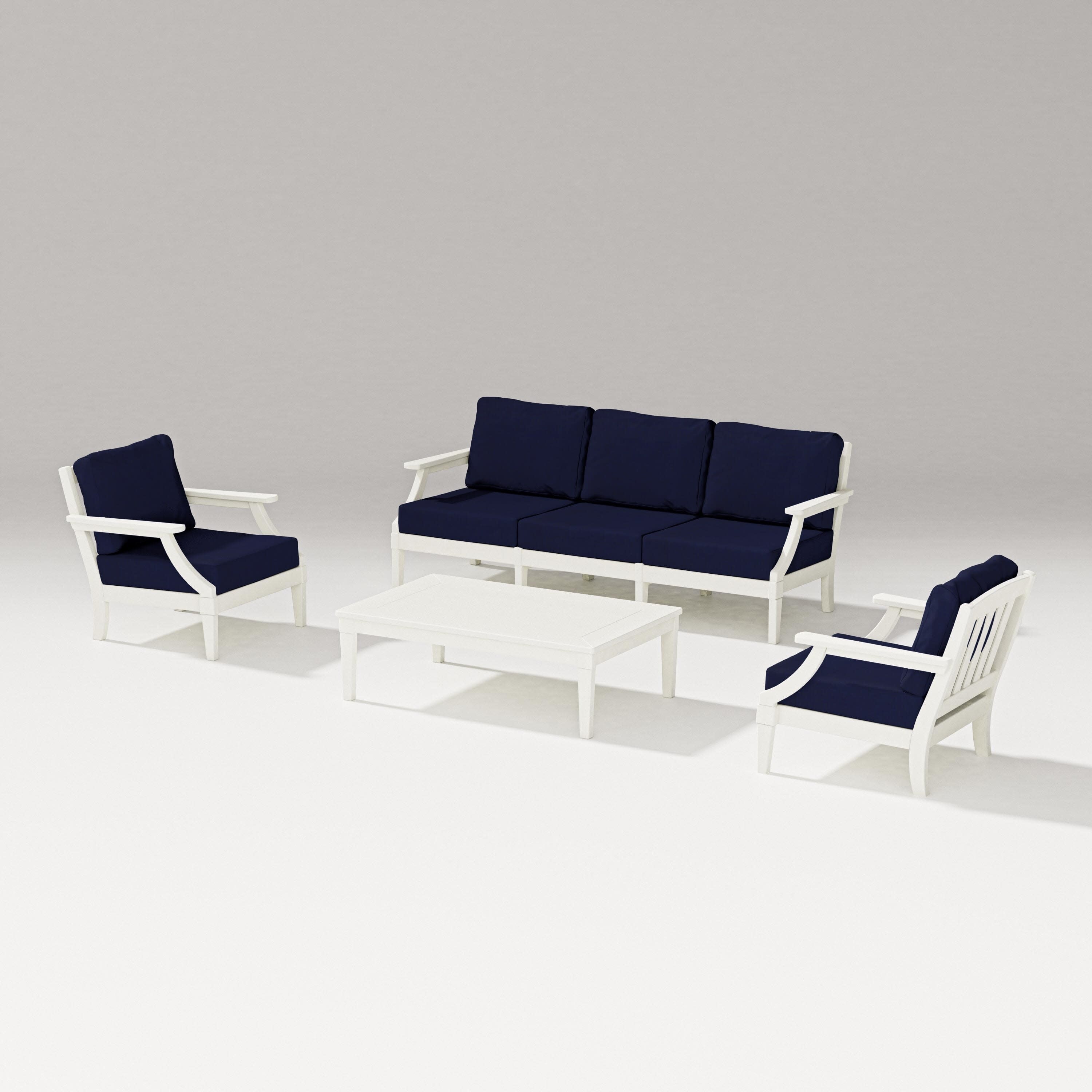 Estate 4-Piece Lounge Sofa Set in Vintage White / Navy