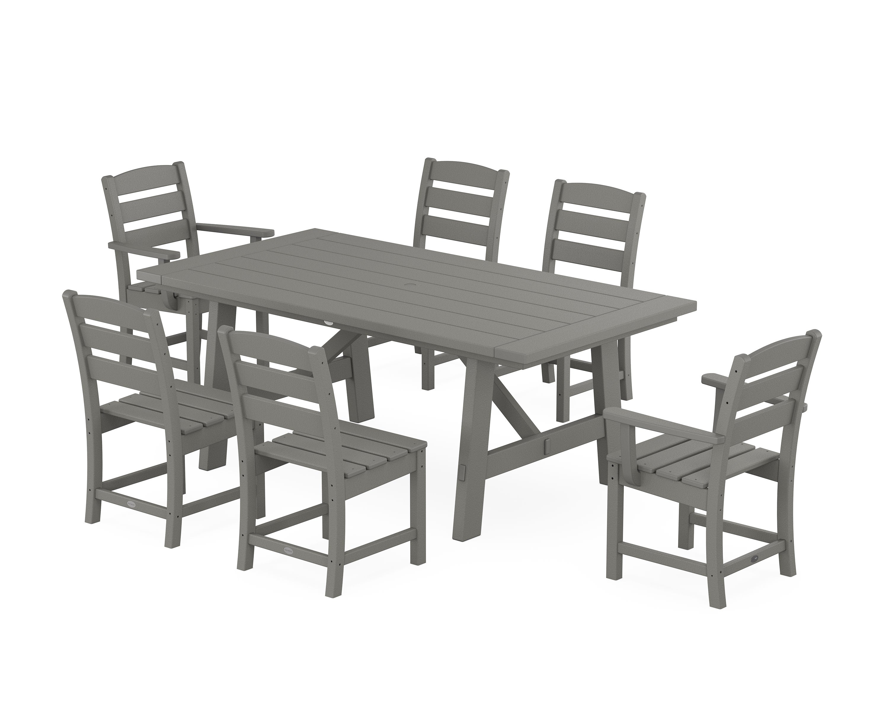 Lakeside 7-Piece Rustic Farmhouse Dining Set in Slate Grey