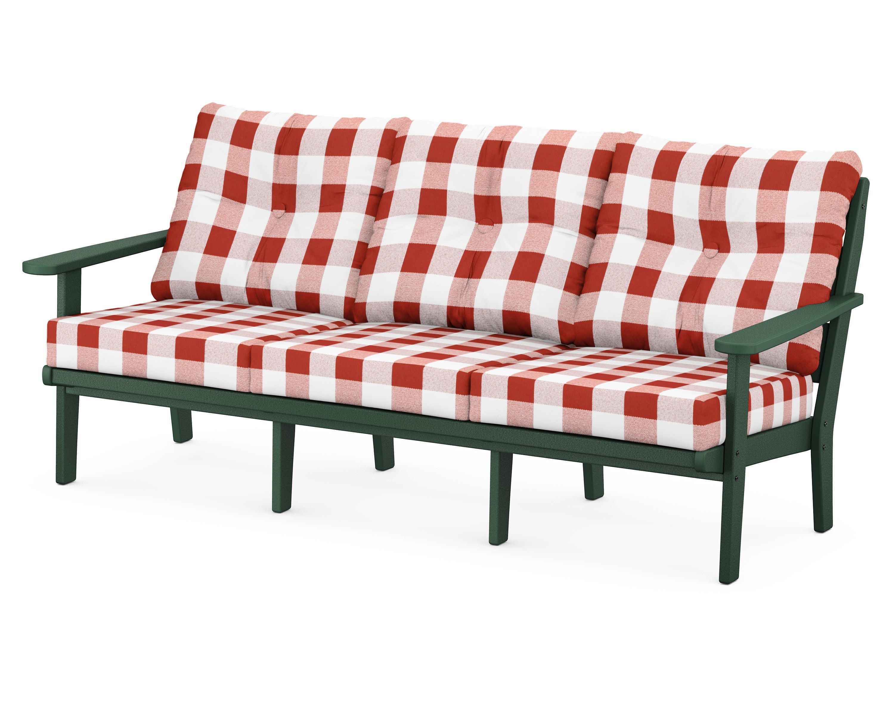 Lakeside Deep Seating Sofa in Green / Buffalo Plaid Crimson