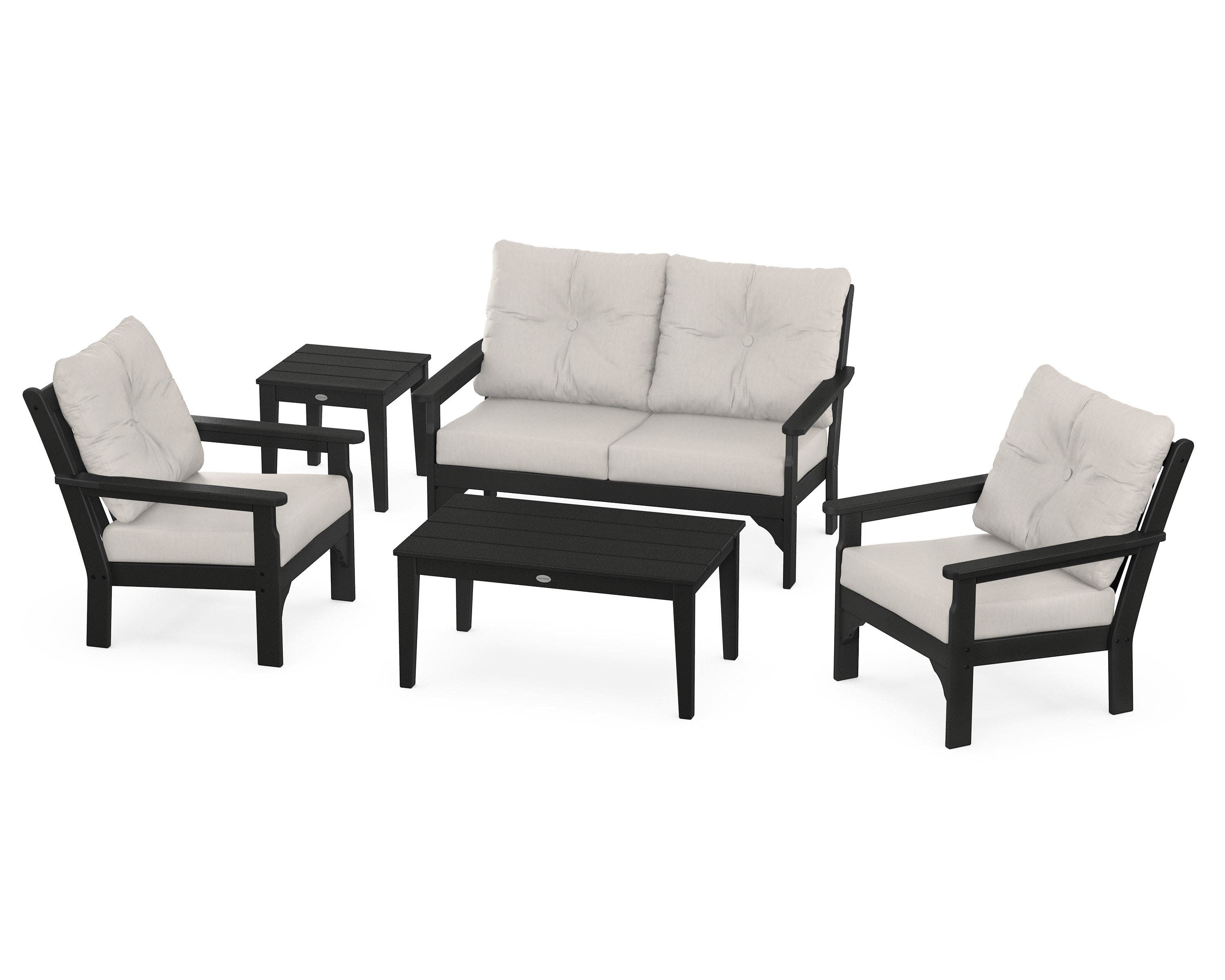 Vineyard 5-Piece Deep Seating Set in Black / Cast Ash