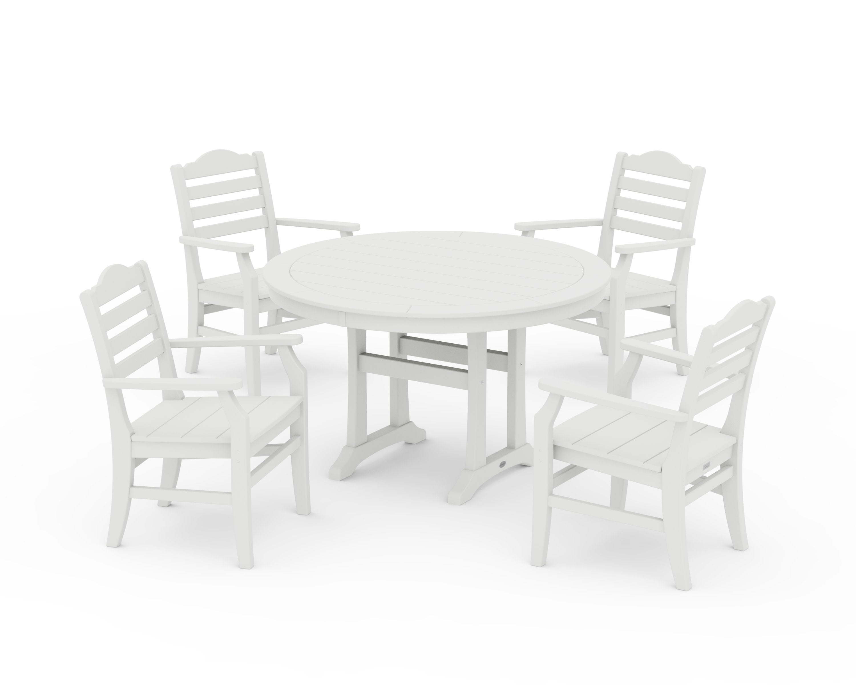 Savannah 5-Piece Round Dining Set with Trestle Legs in Vintage White