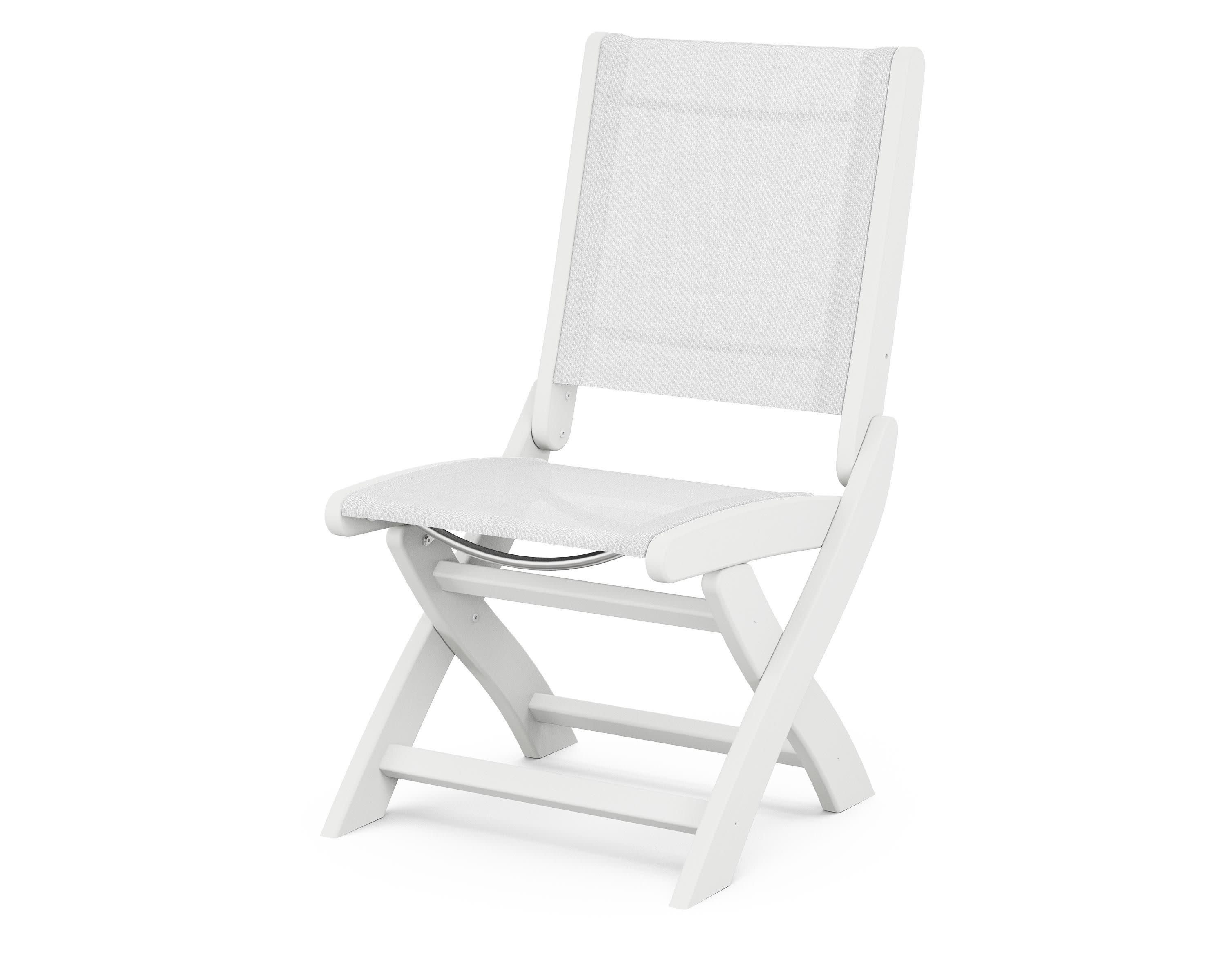 Coastal Folding Side Chair in White / White Sling