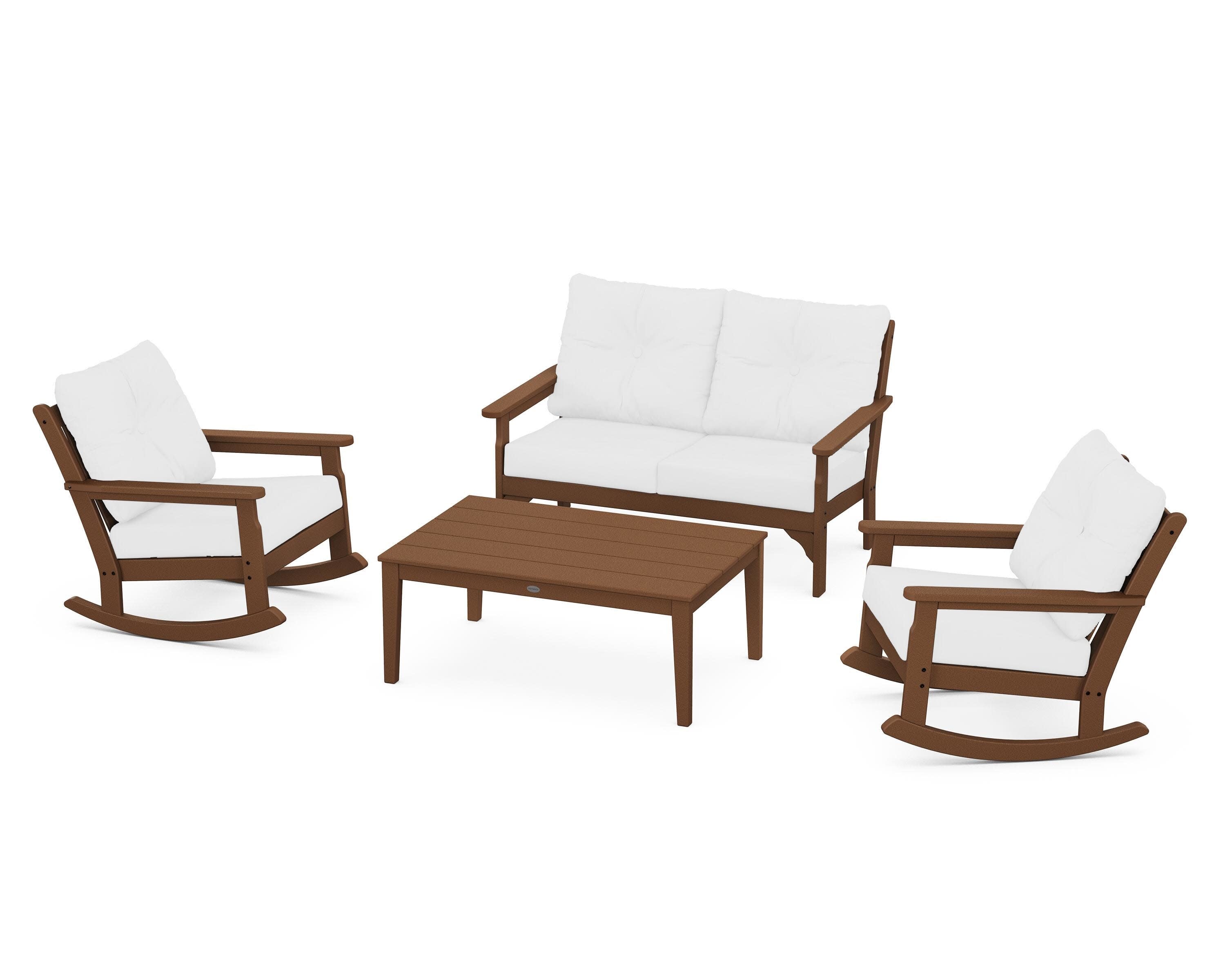 Vineyard 4-Piece Deep Seating Rocking Chair Set in Teak / Natural