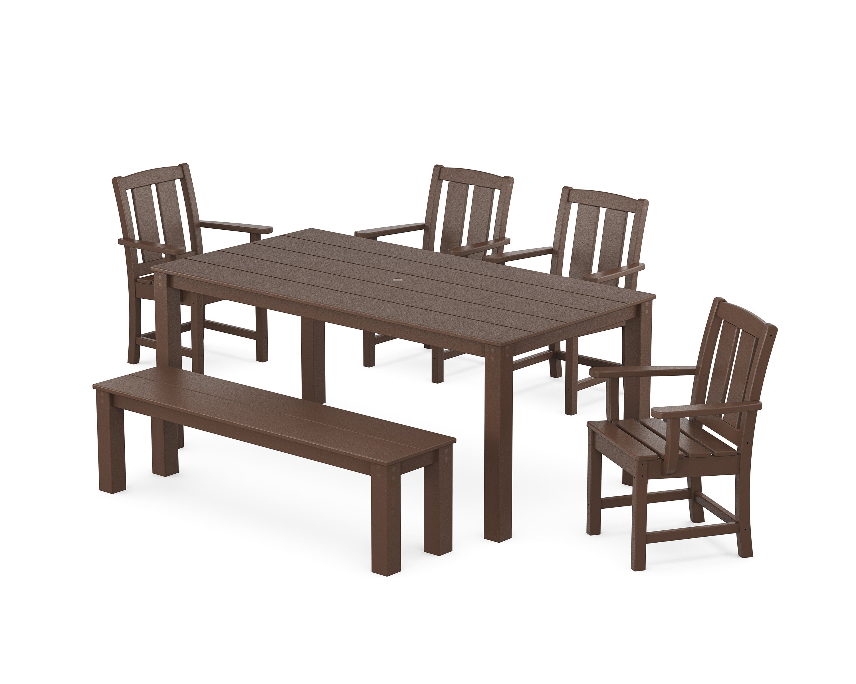 Mission 6-Piece Parsons Dining Set with Bench in Mahogany