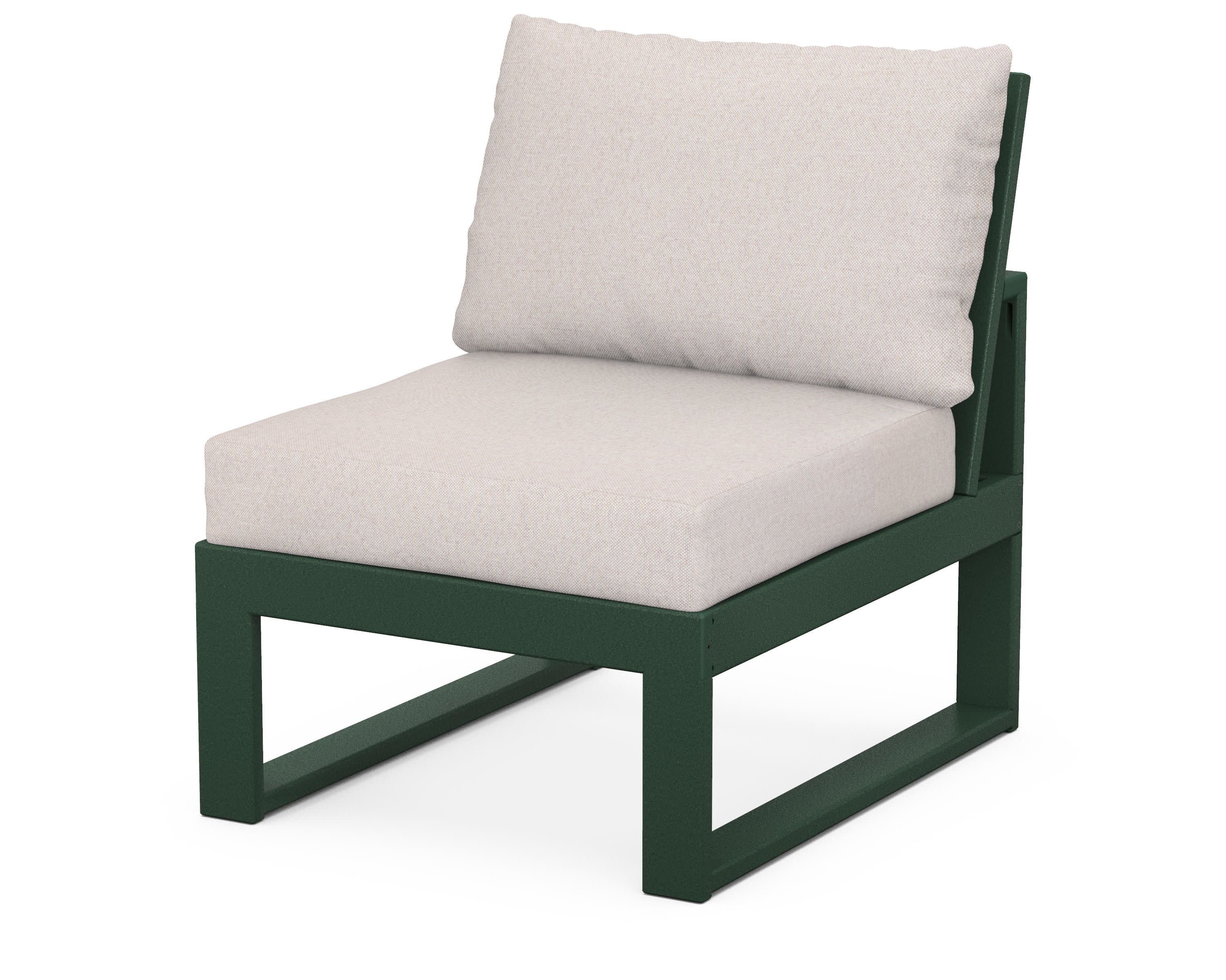 Modular Armless Chair in Green / Dune Burlap