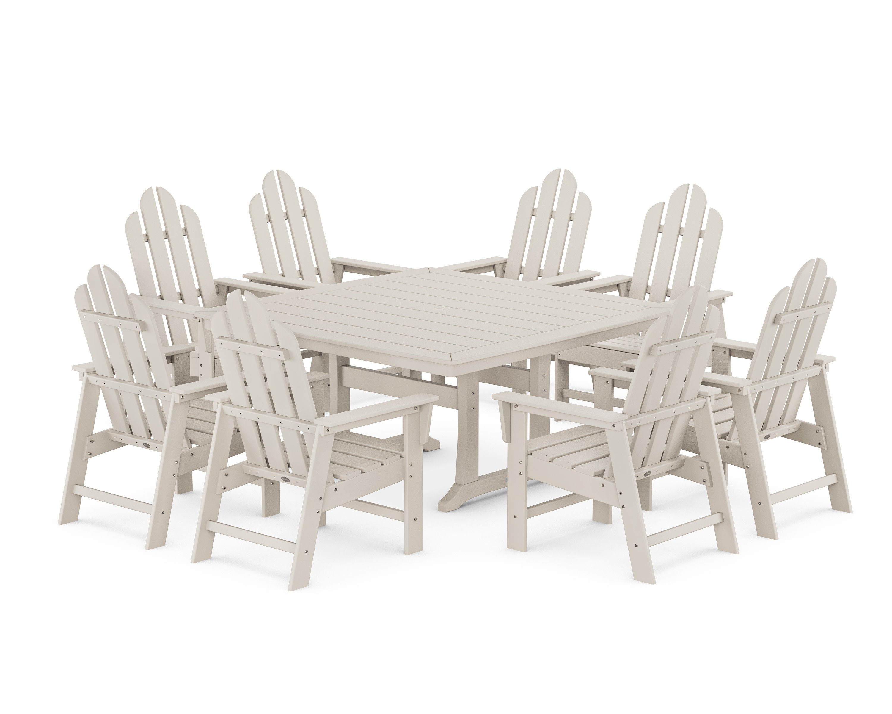 Long Island 9-Piece Square Dining Set with Trestle Legs in Sand