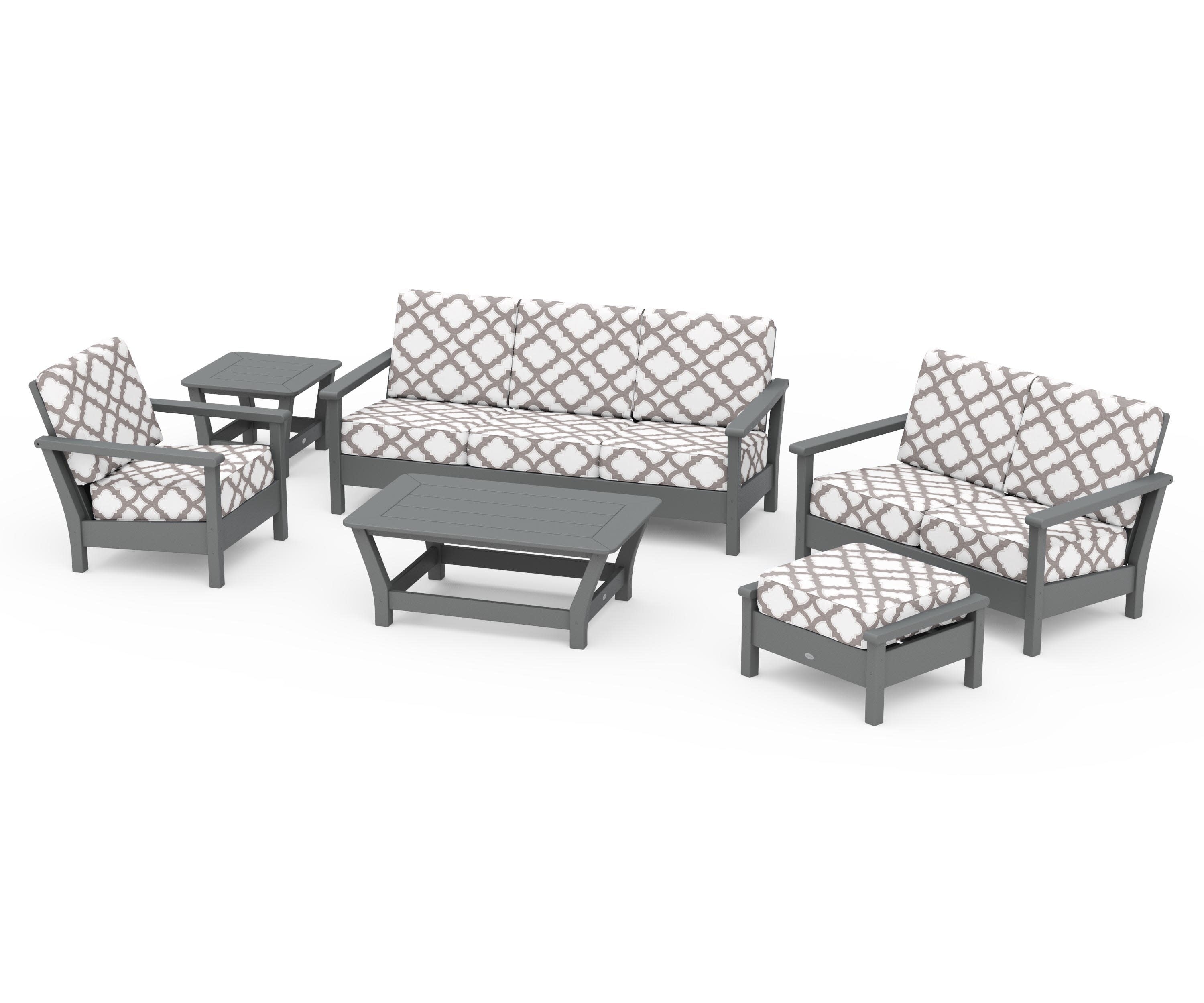 Harbour 6-Piece Outdoor Living Set in Slate Grey / Trellis Grey Mist