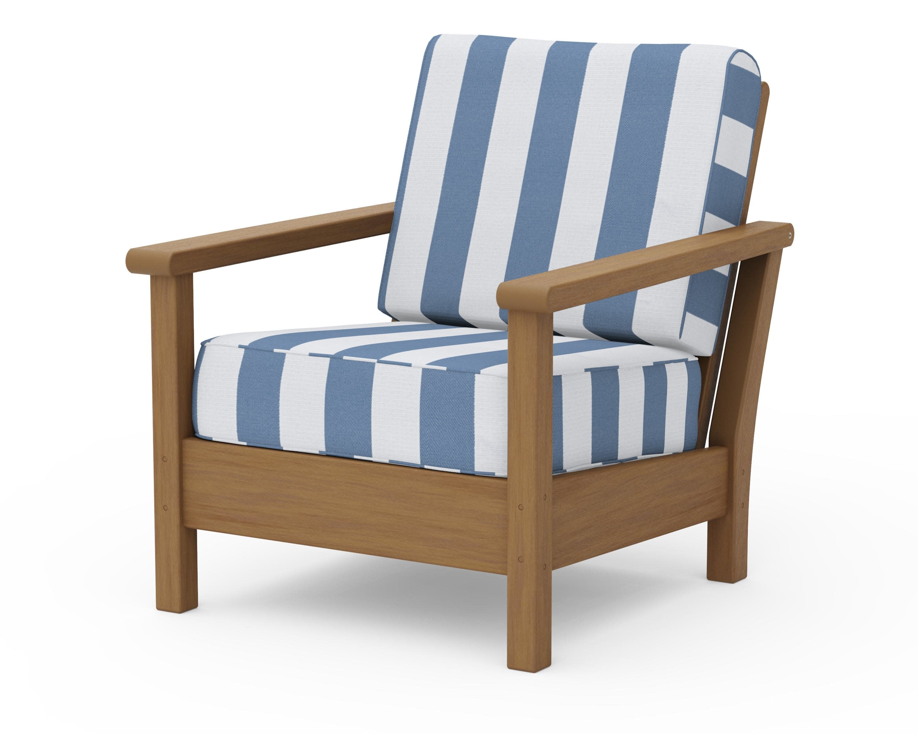 Harbour Deep Seating Chair in Natural / Cabana Stripe Sky Blue