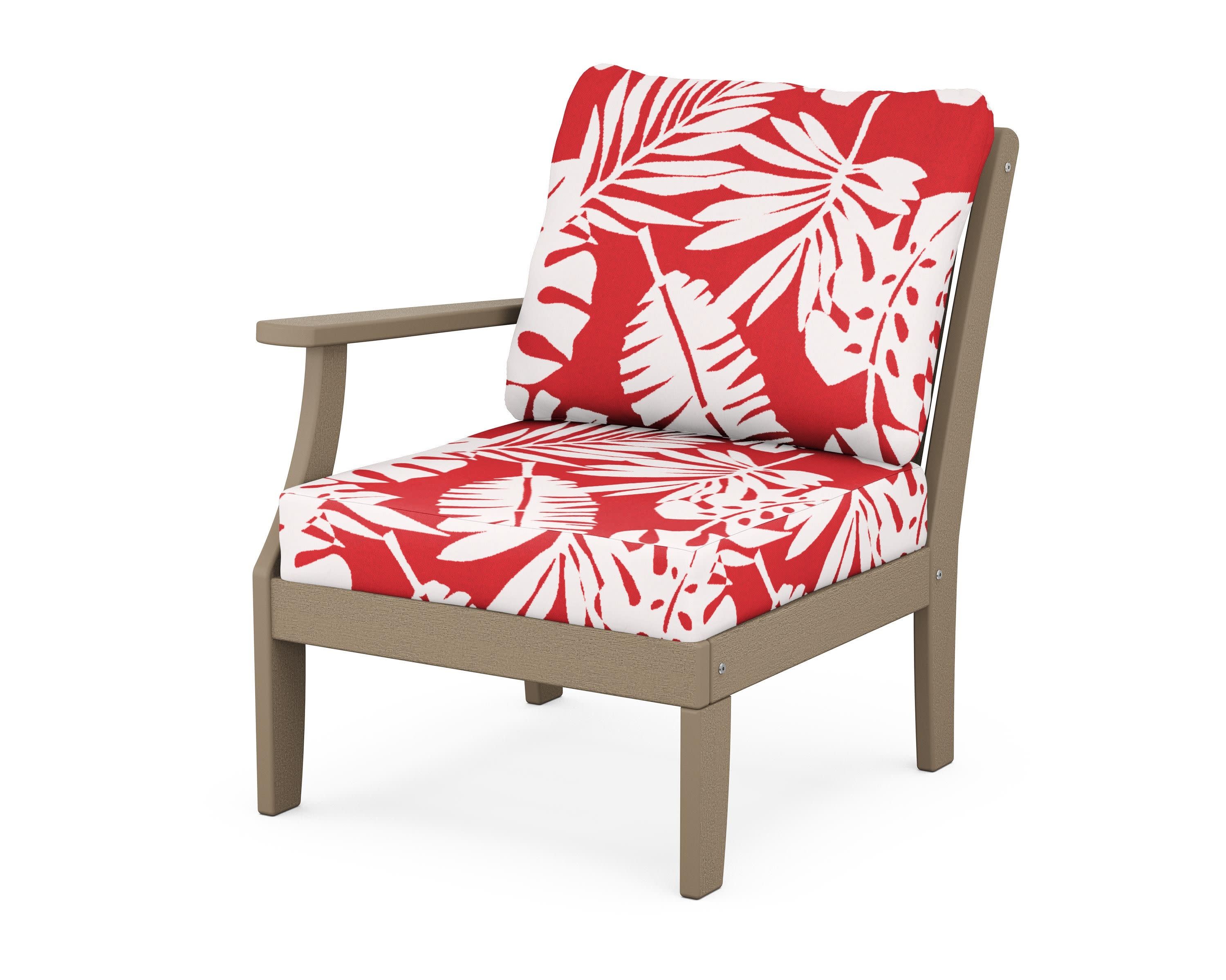 Braxton Modular Left Arm Chair in Vintage Sahara / Leaf Crimson