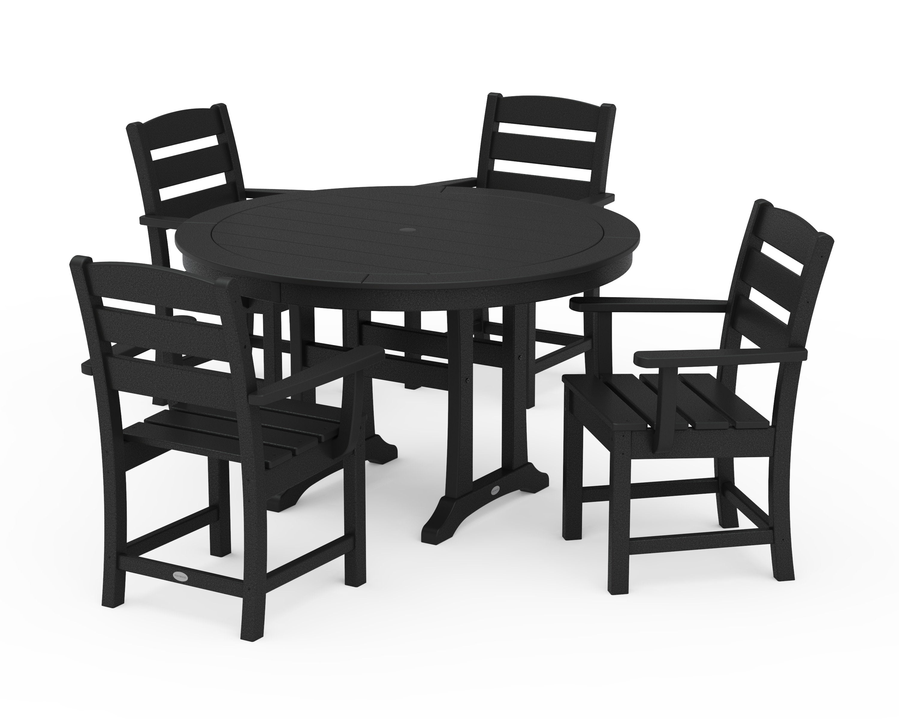 Lakeside 5-Piece Round Dining Set with Trestle Legs in Black