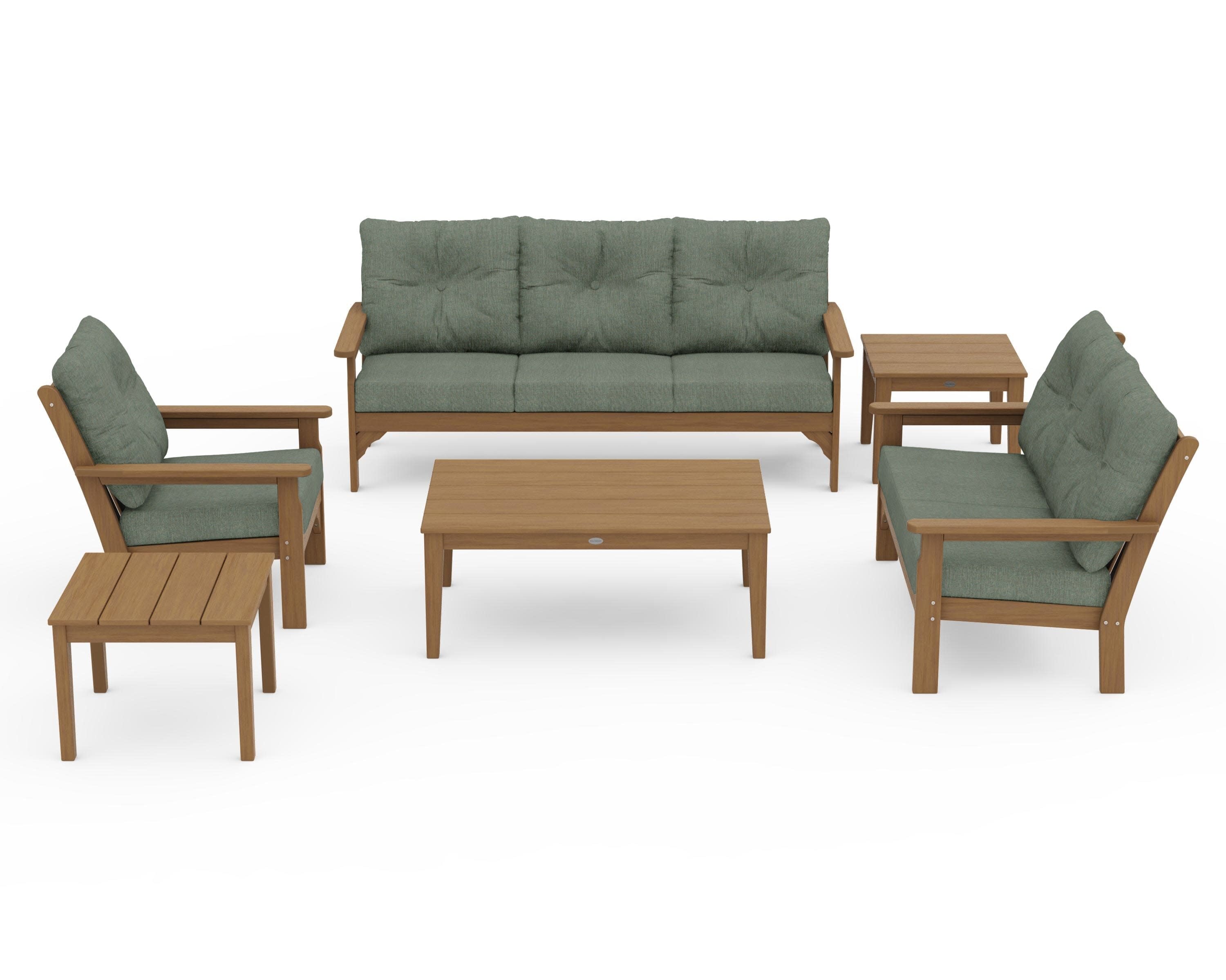 Vineyard 6-Piece Deep Seating Set in Natural / Cast Sage
