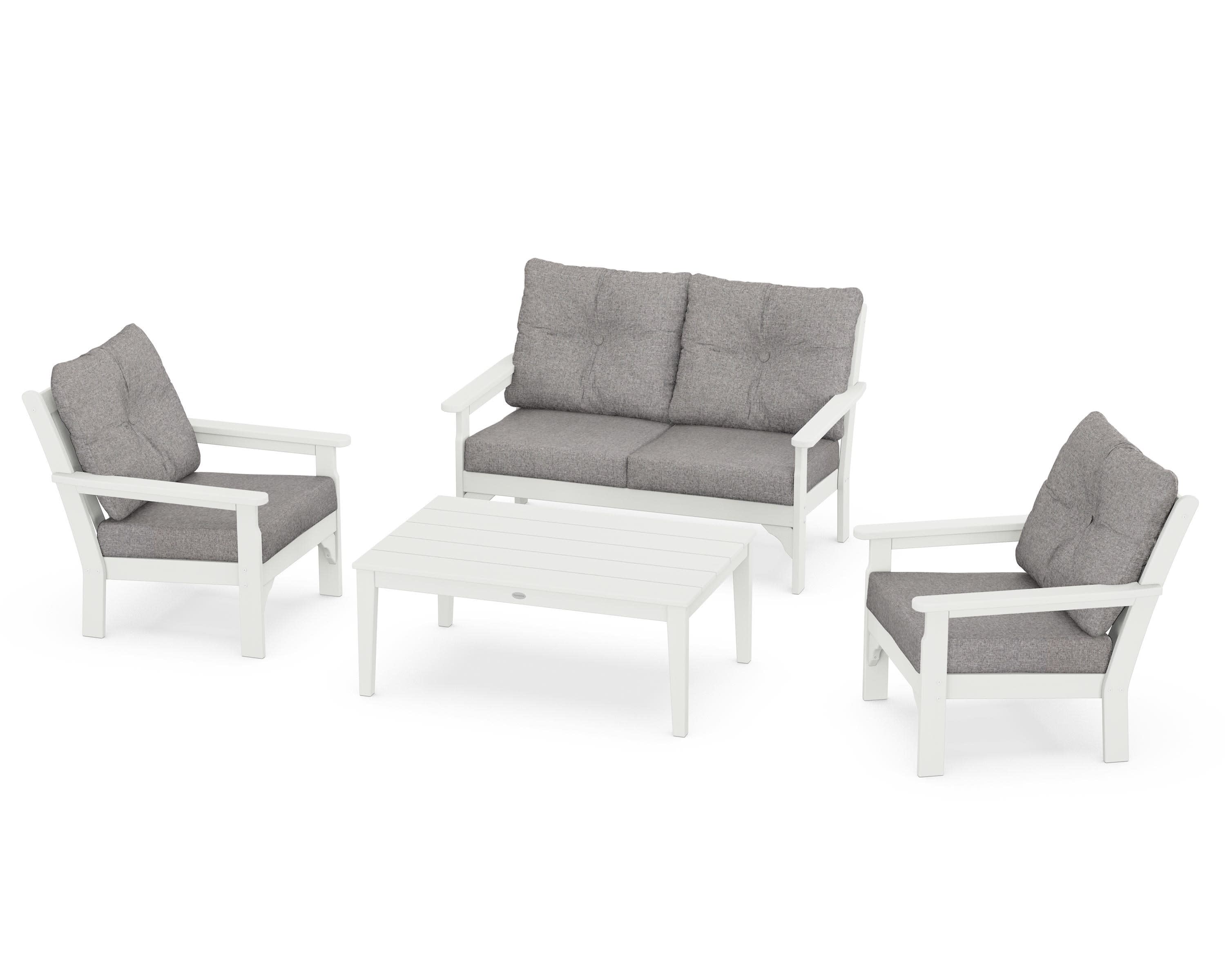 Vineyard 4-Piece Deep Seating Set in Vintage White / Grey Mist