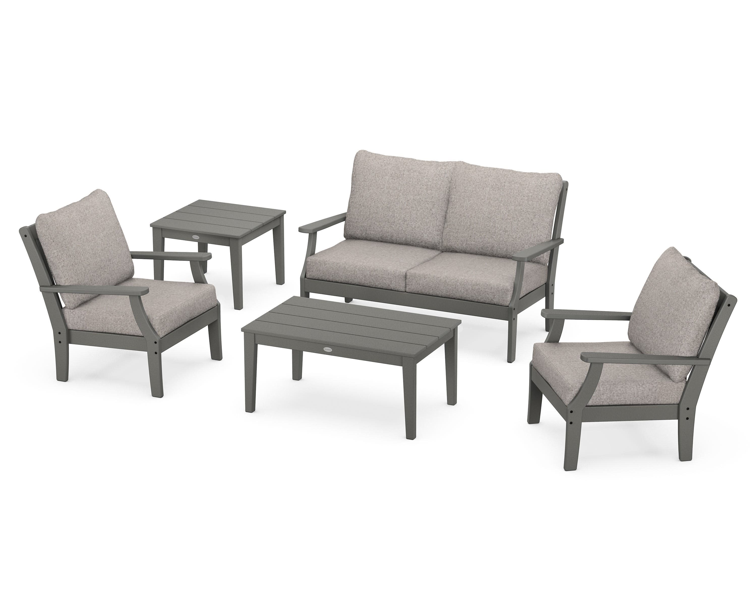 Braxton 5-Piece Deep Seating Set in Slate Grey / Weathered Tweed