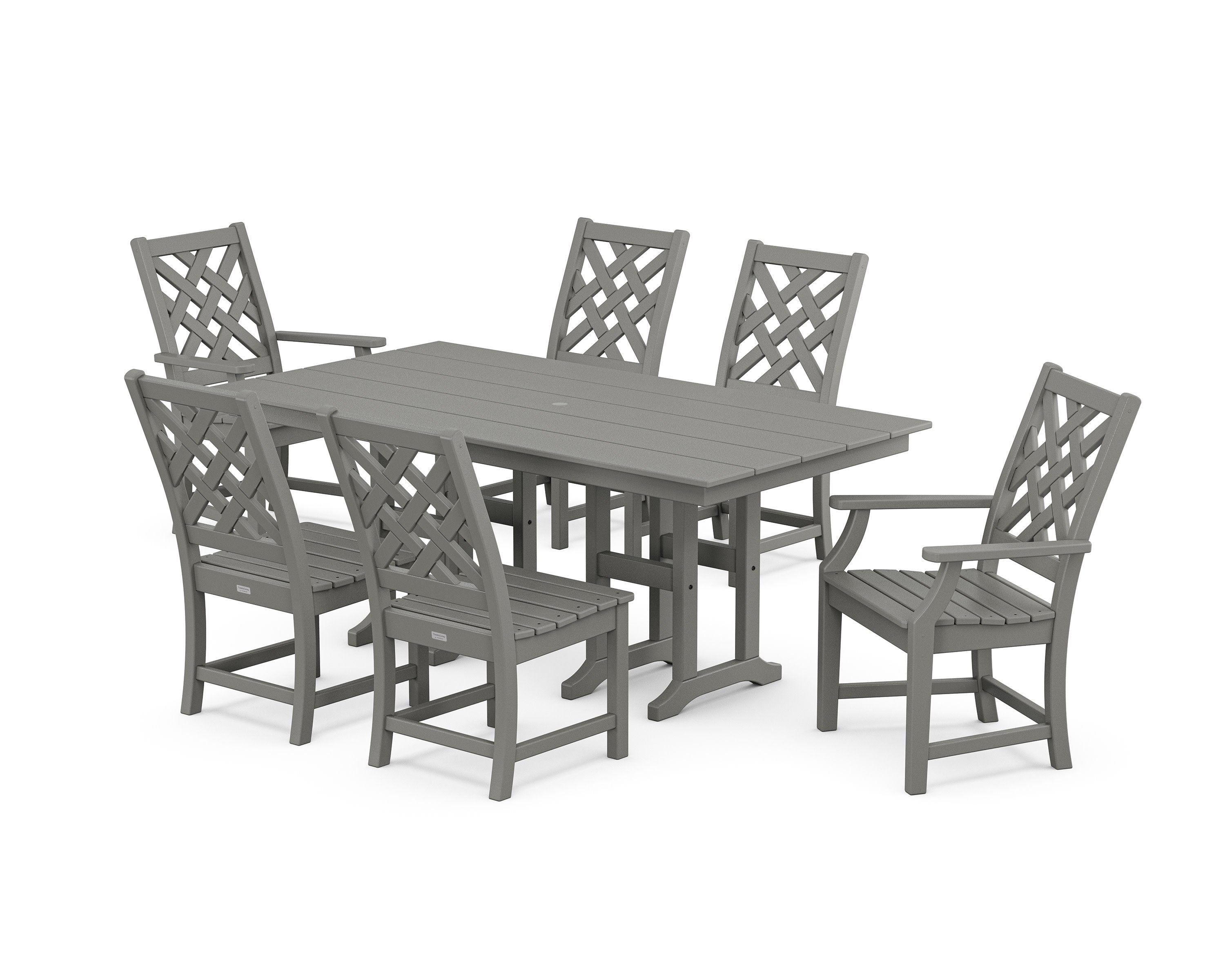 Wovendale 7-Piece Farmhouse Dining Set in Slate Grey