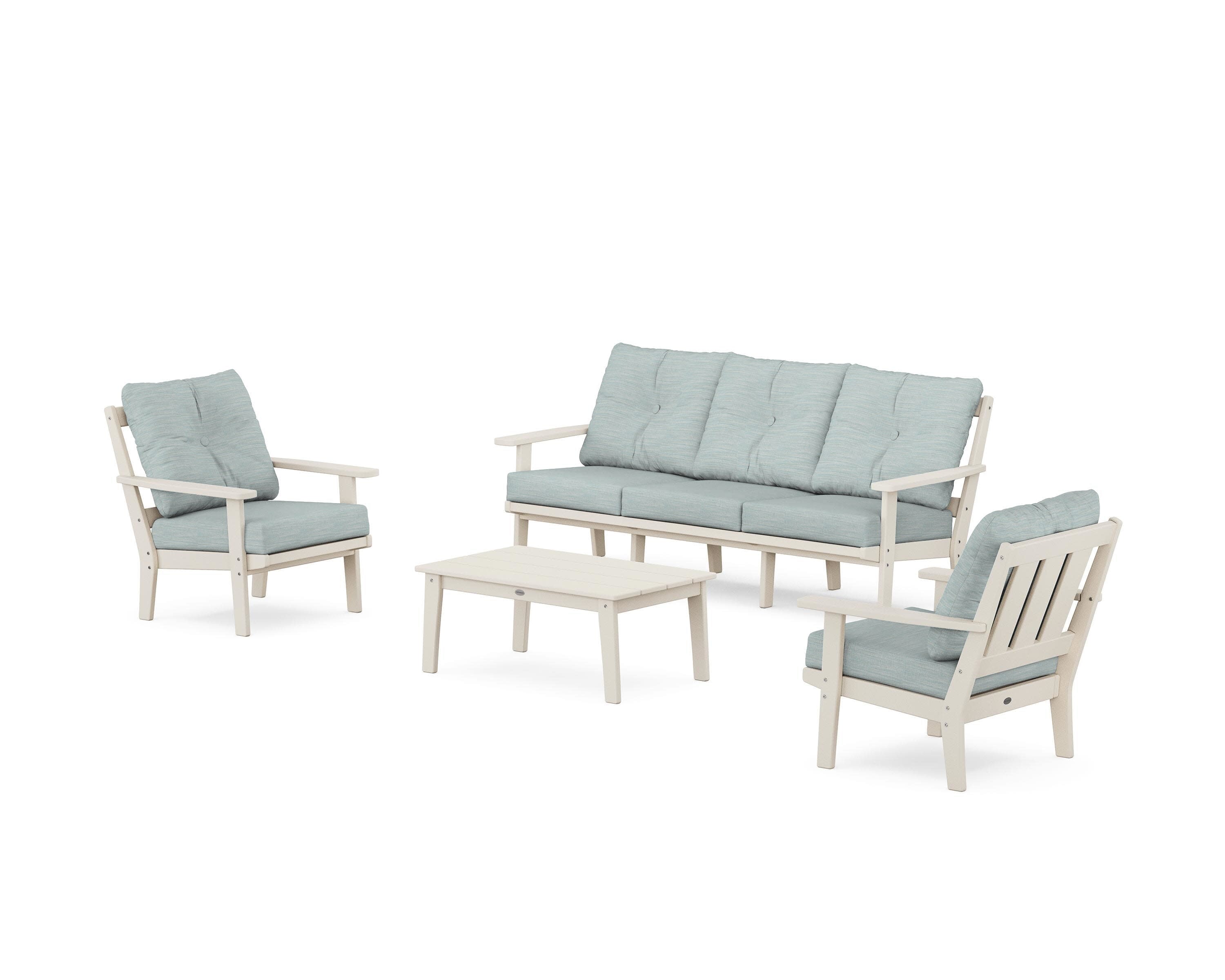 Oxford 4-Piece Deep Seating Set with Sofa in Sand / Soothe Mist