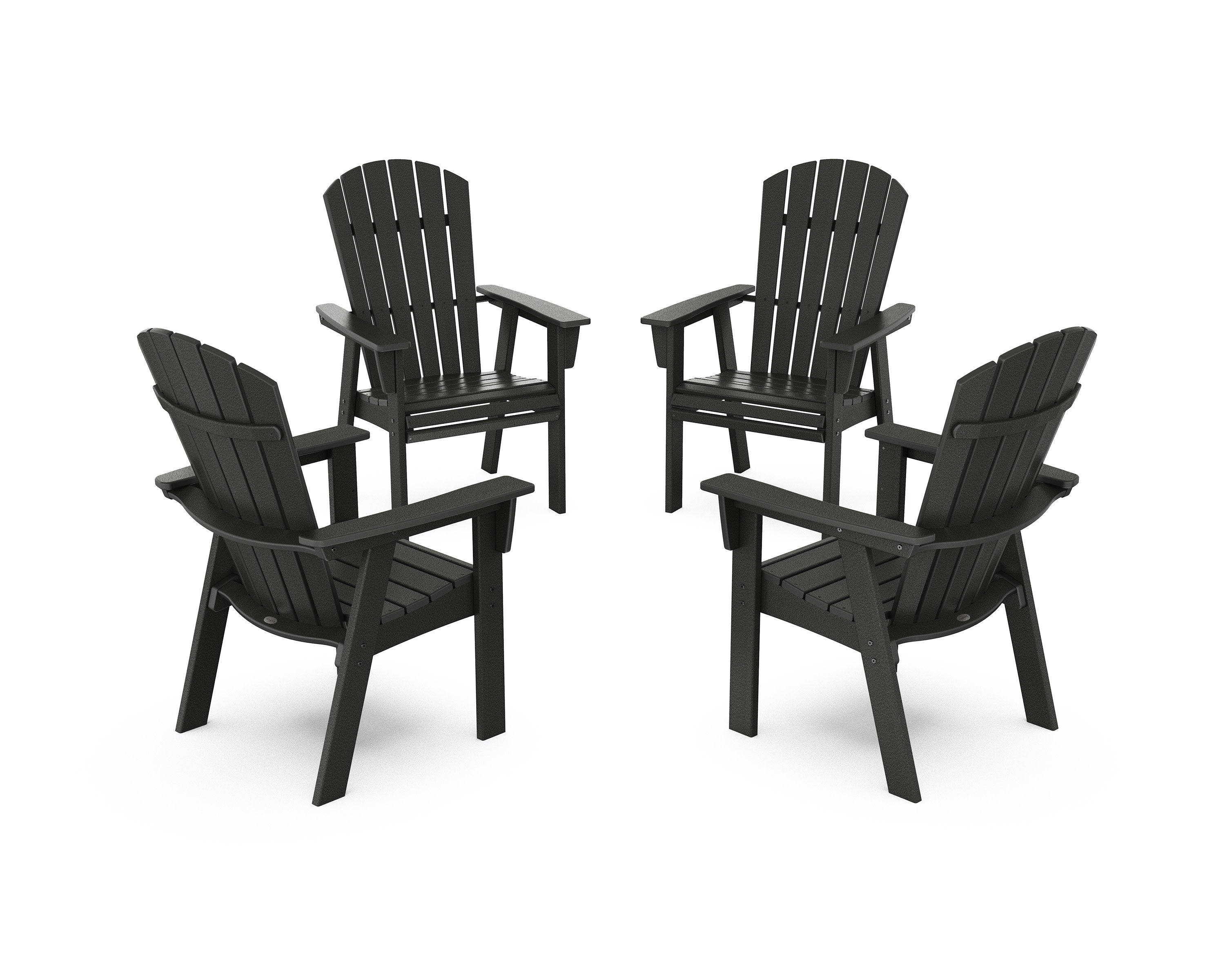 Nautical 4-Piece Curveback Upright Adirondack Conversation Set in Black