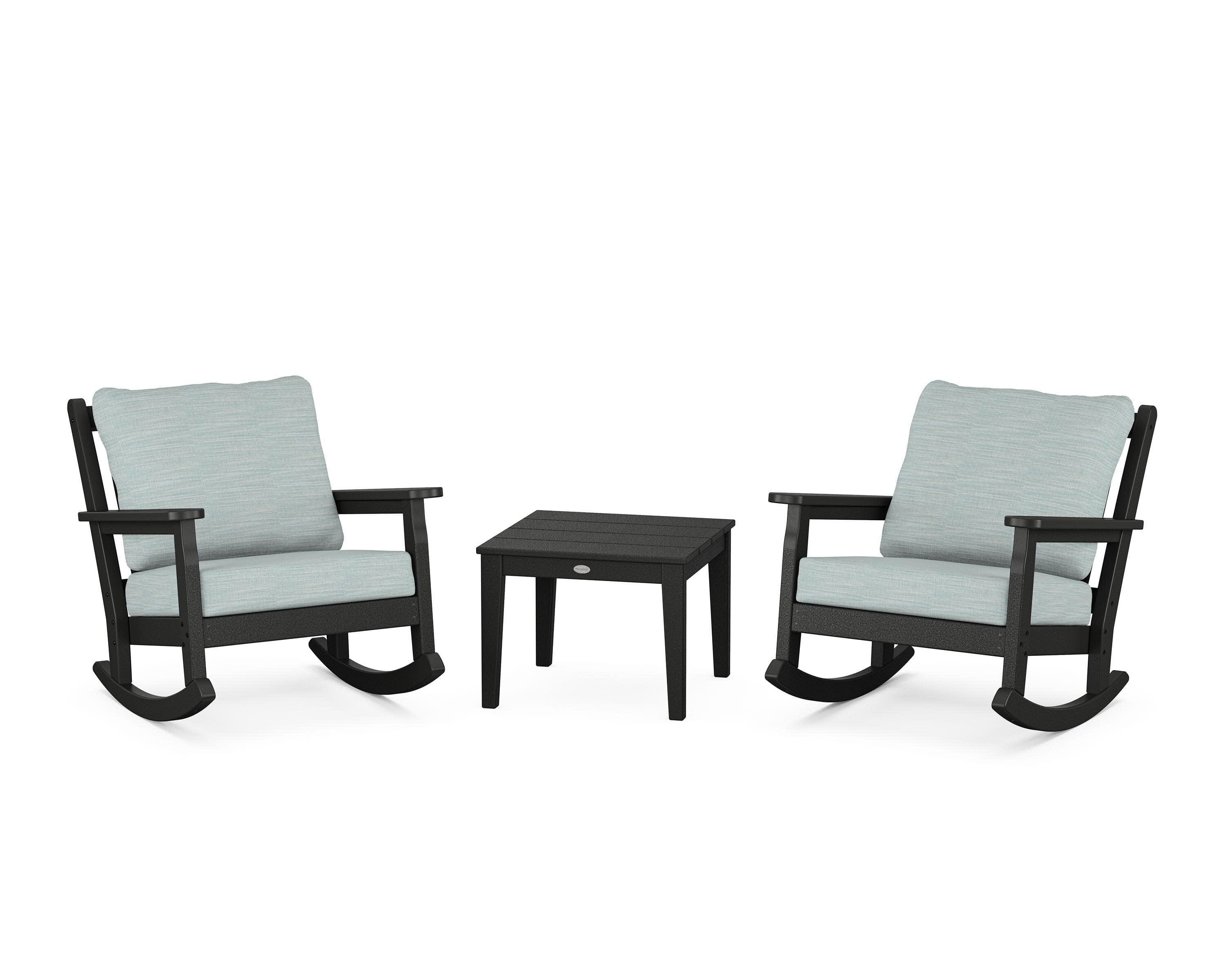 Chippendale 3-Piece Deep Seating Rocker Set in Black / Soothe Mist