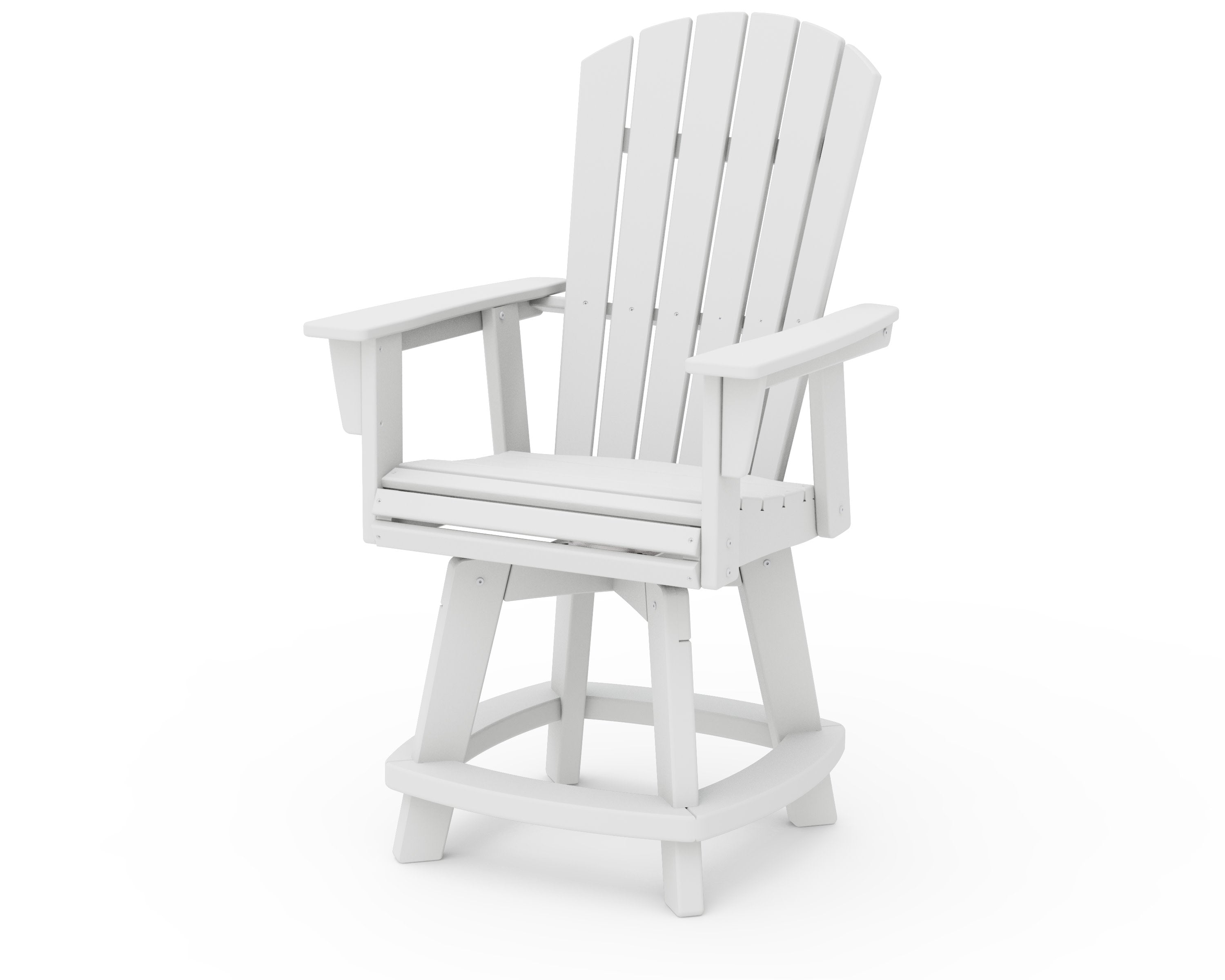 Nautical Curveback Adirondack Swivel Counter Chair in White