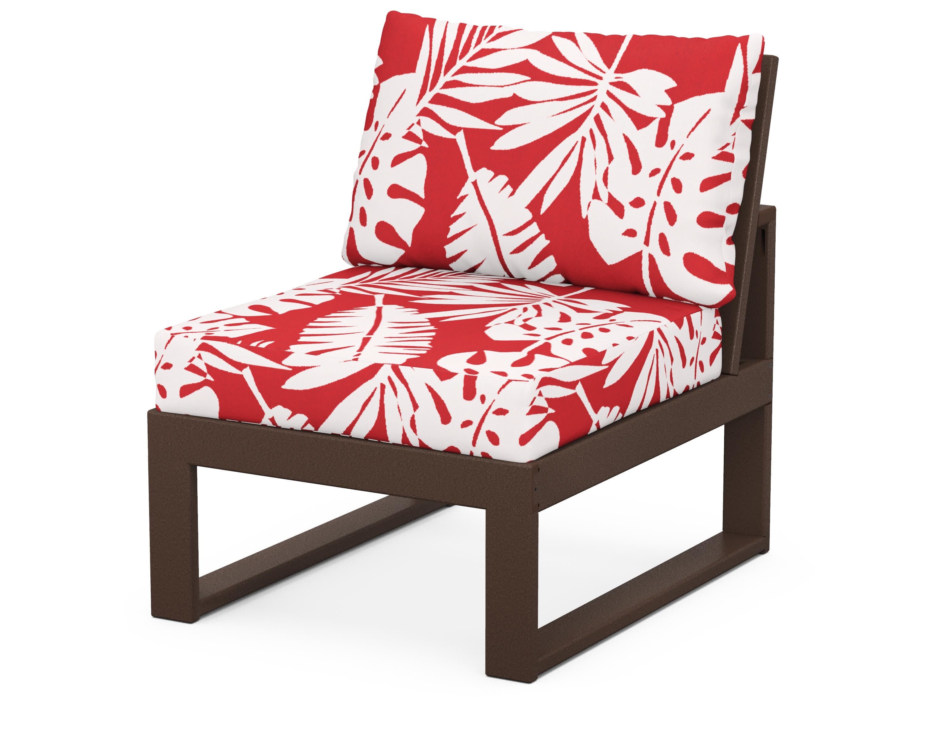Modular Armless Chair in Mahogany / Leaf Crimson