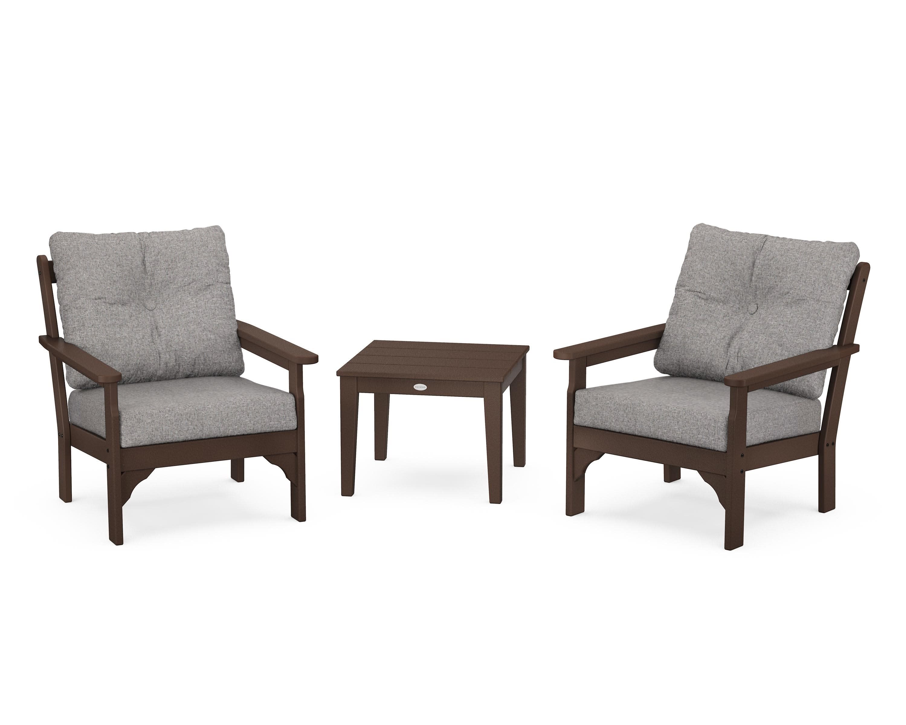 Vineyard 3-Piece Deep Seating Set in Mahogany / Grey Mist
