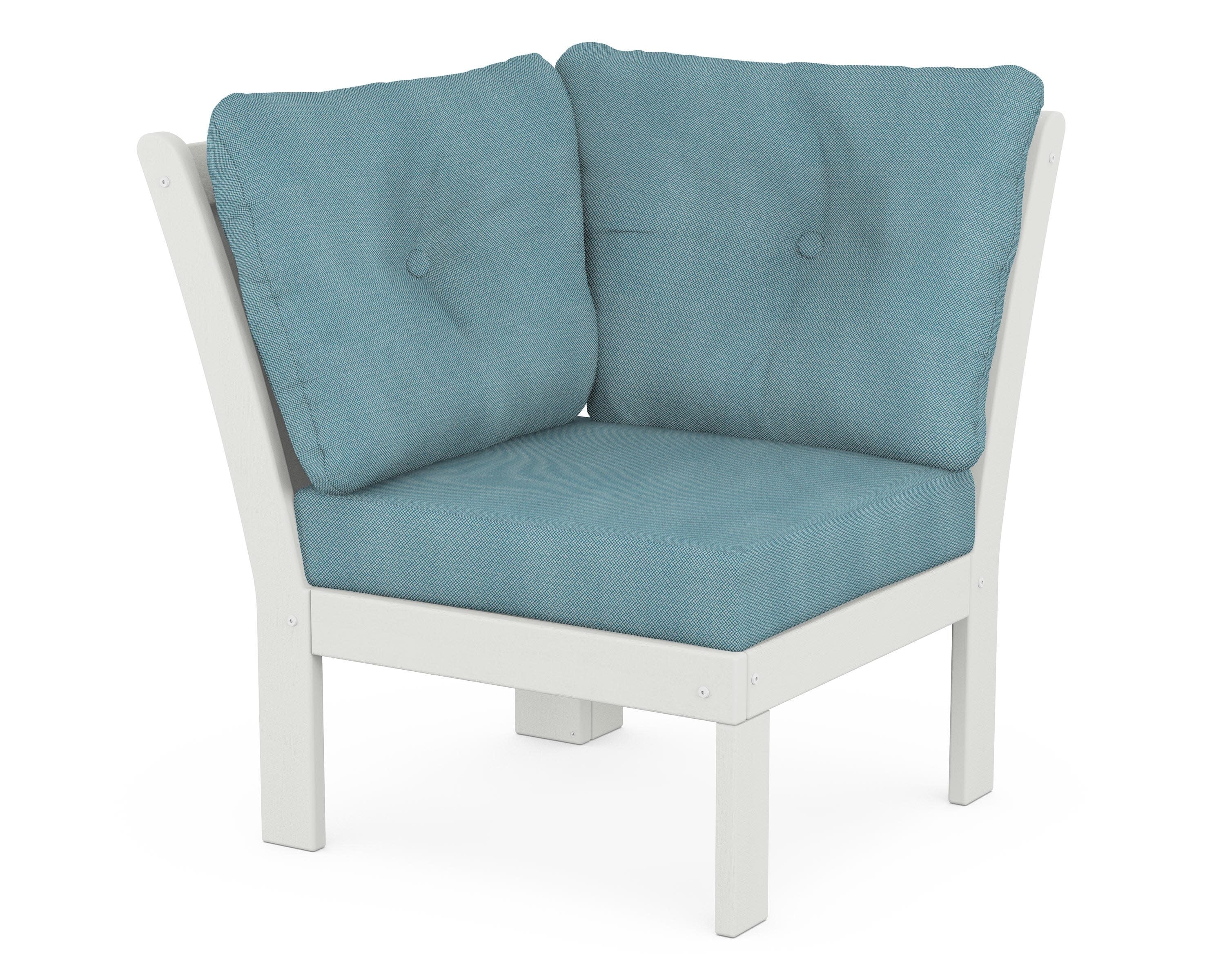 Vineyard Modular Corner Chair in Vintage White / Lattice Sky Blue