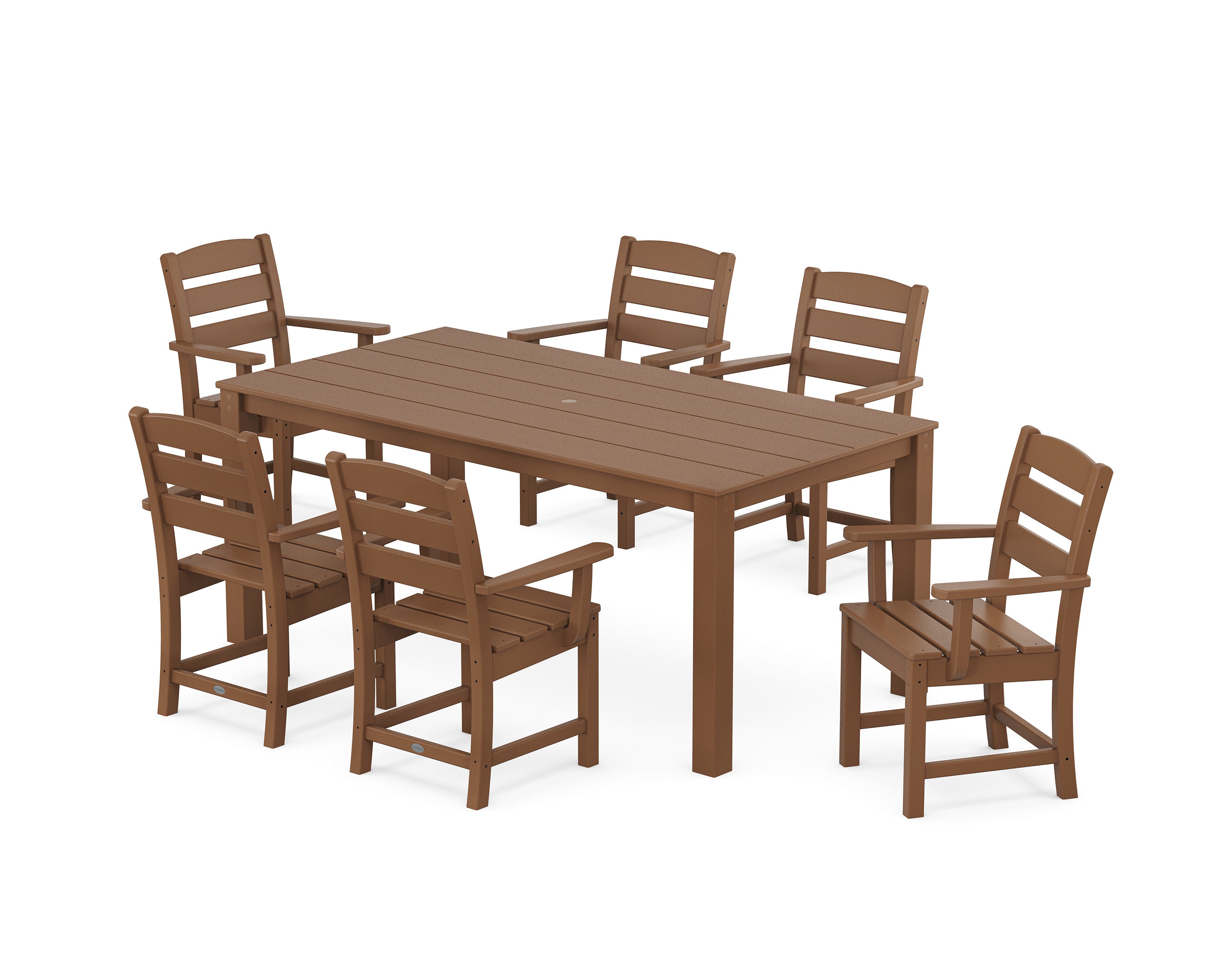 Lakeside Arm Chair 7-Piece Parsons Dining Set in Teak
