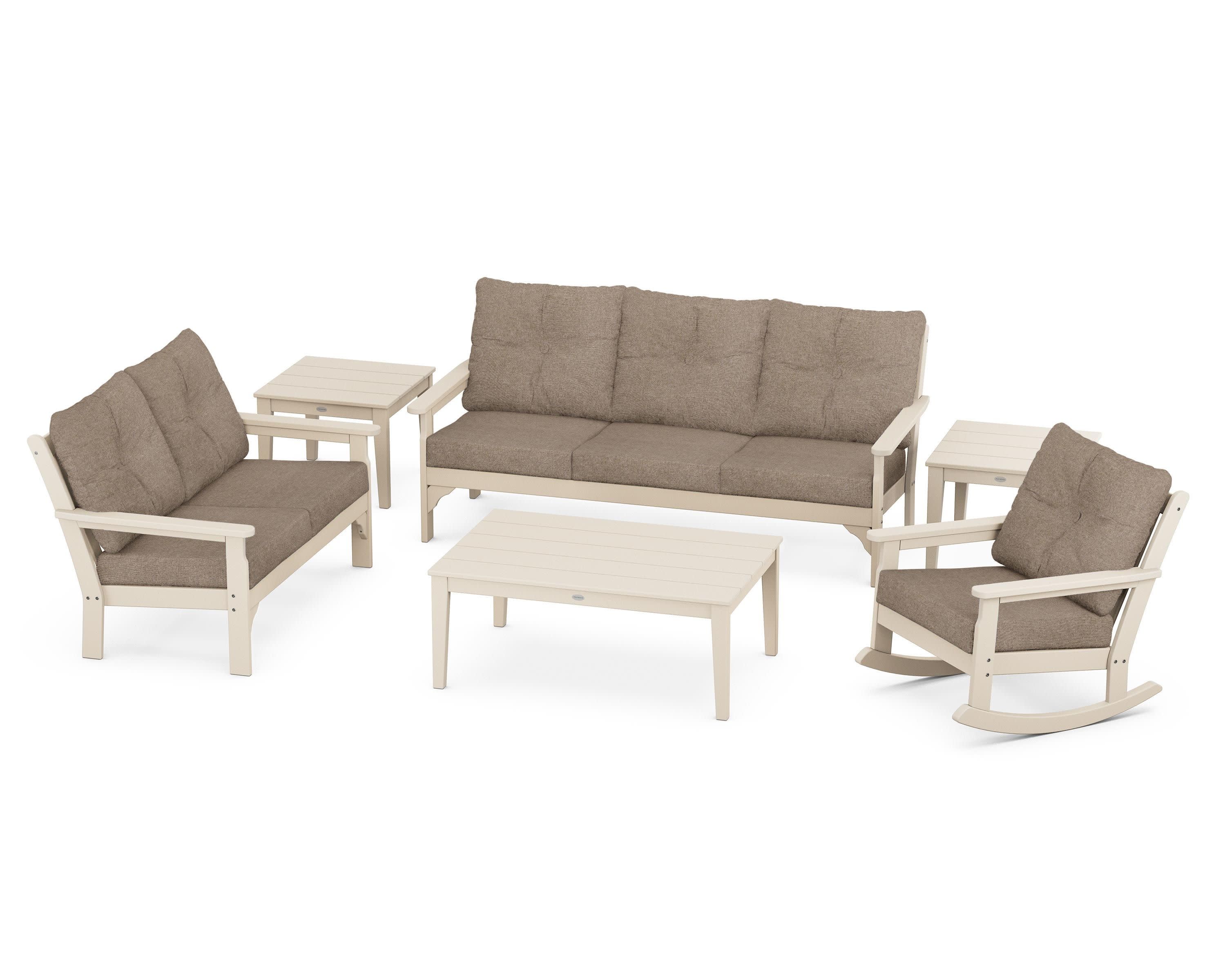 Vineyard 6-Piece Deep Seating Set in Sand / Spiced Burlap
