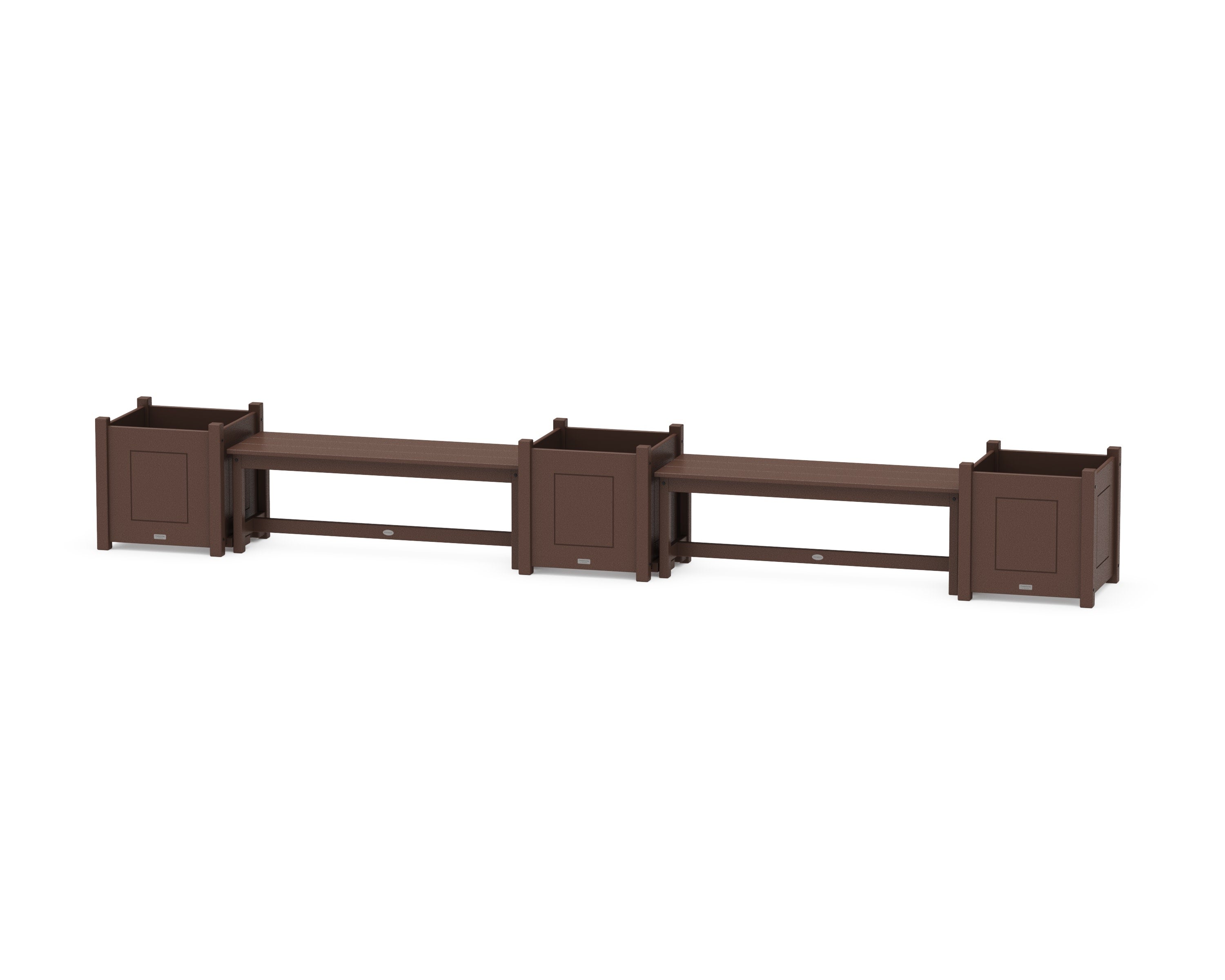 48" Country Living Straight Double Planter Bench Set - Large in Mahogany