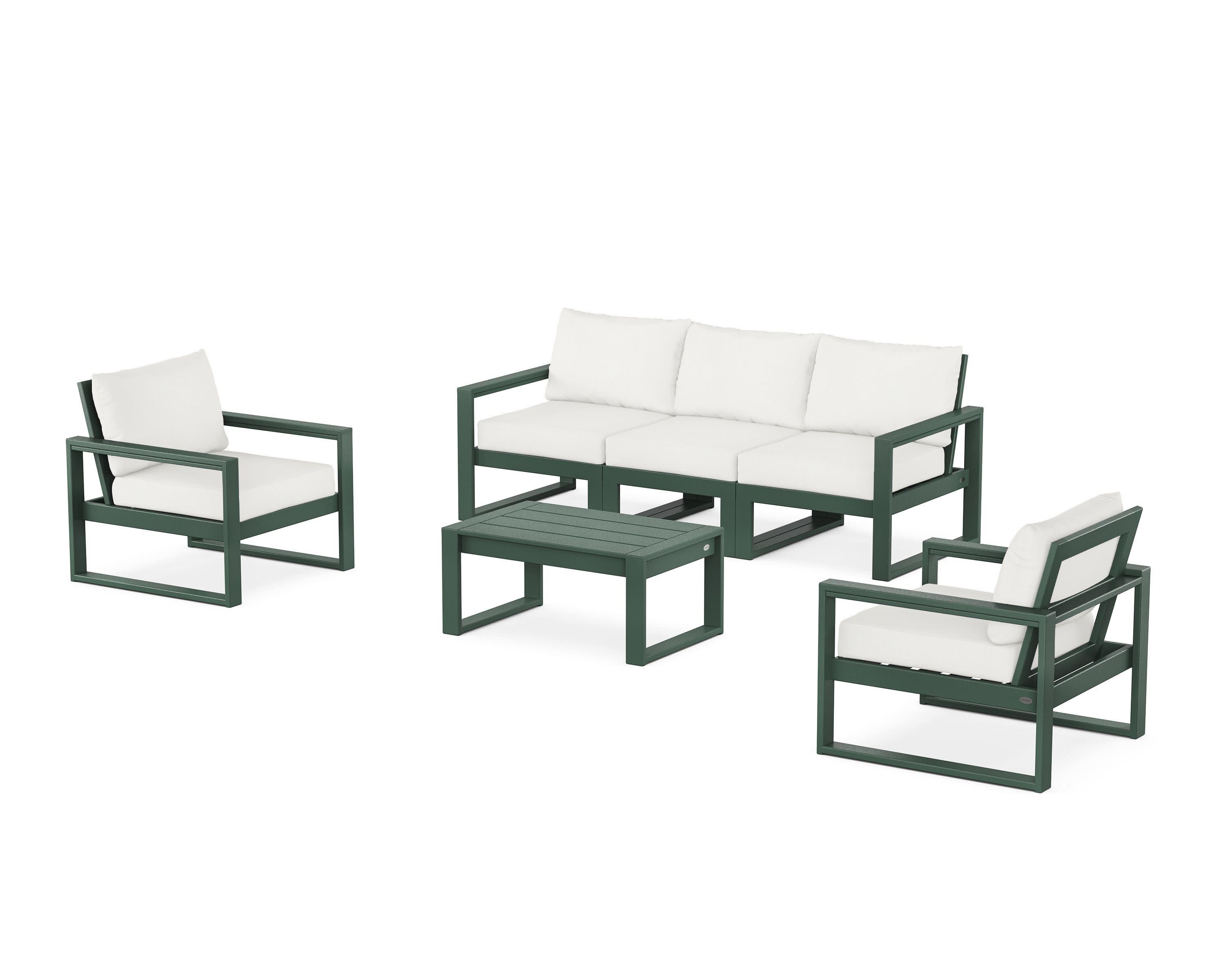 EDGE Sectional 4-Piece Deep Seating Set with Sofa in Green / Natural Linen