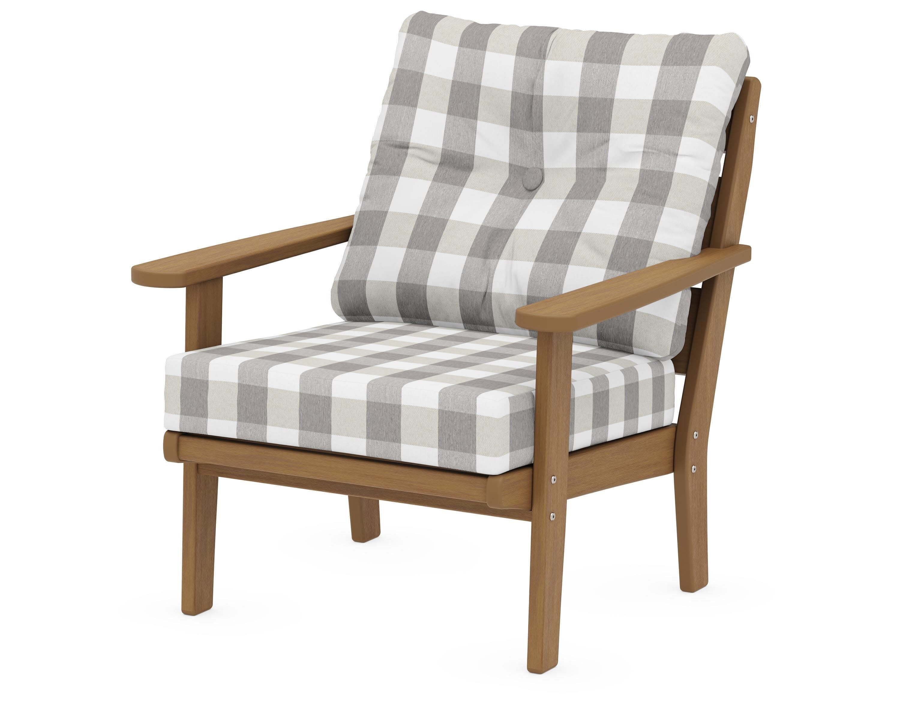 Lakeside Deep Seating Chair in Natural / Buffalo Plaid Grey Mist