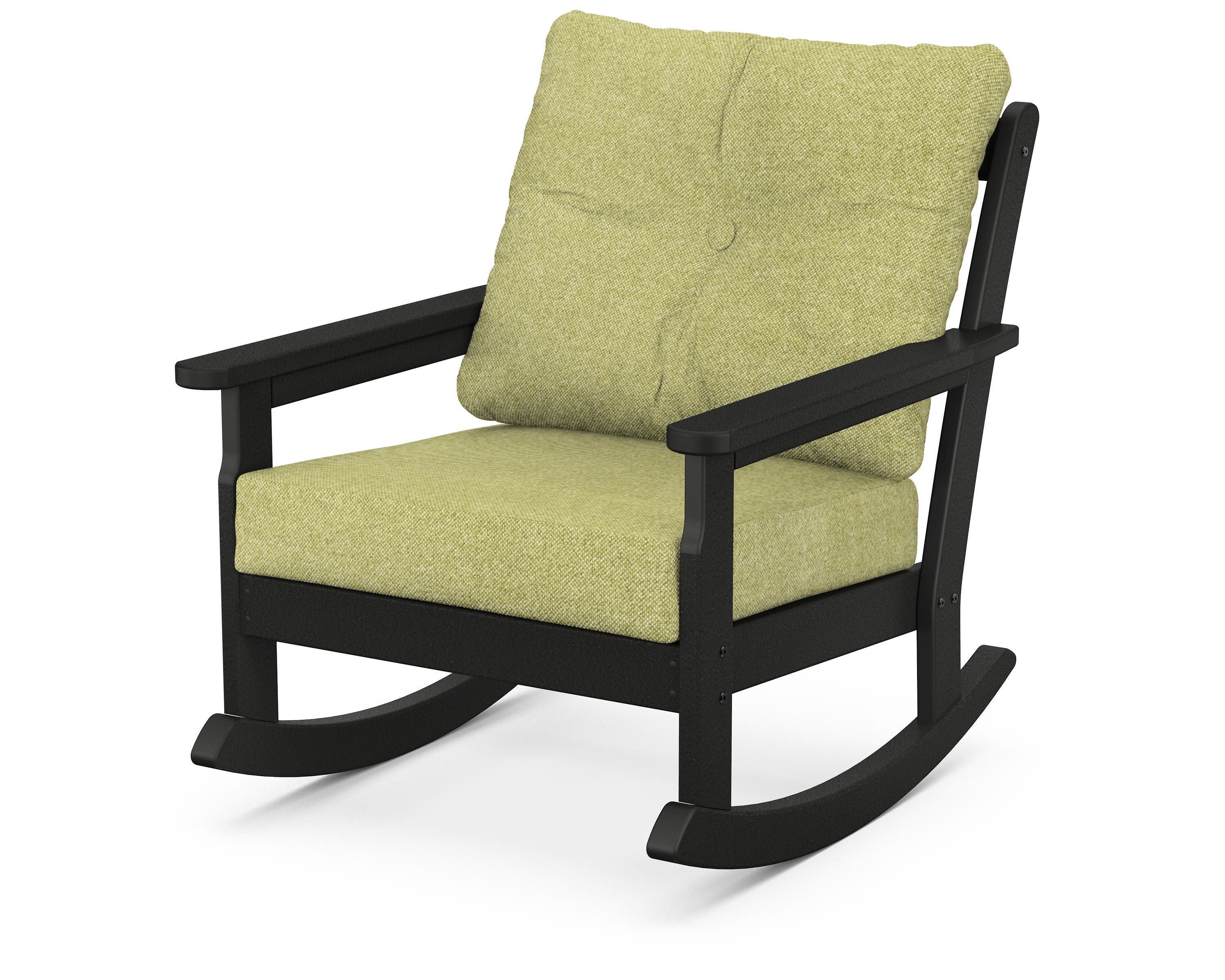 Vineyard Deep Seating Rocking Chair in Black / Chartreuse Boucle