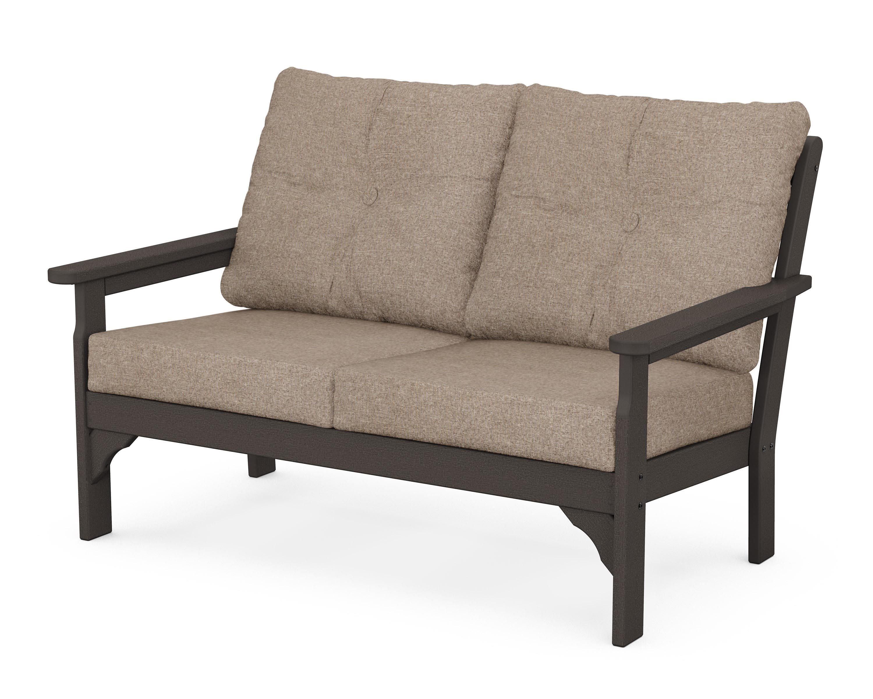 Vineyard Deep Seating Loveseat in Vintage Coffee / Spiced Burlap