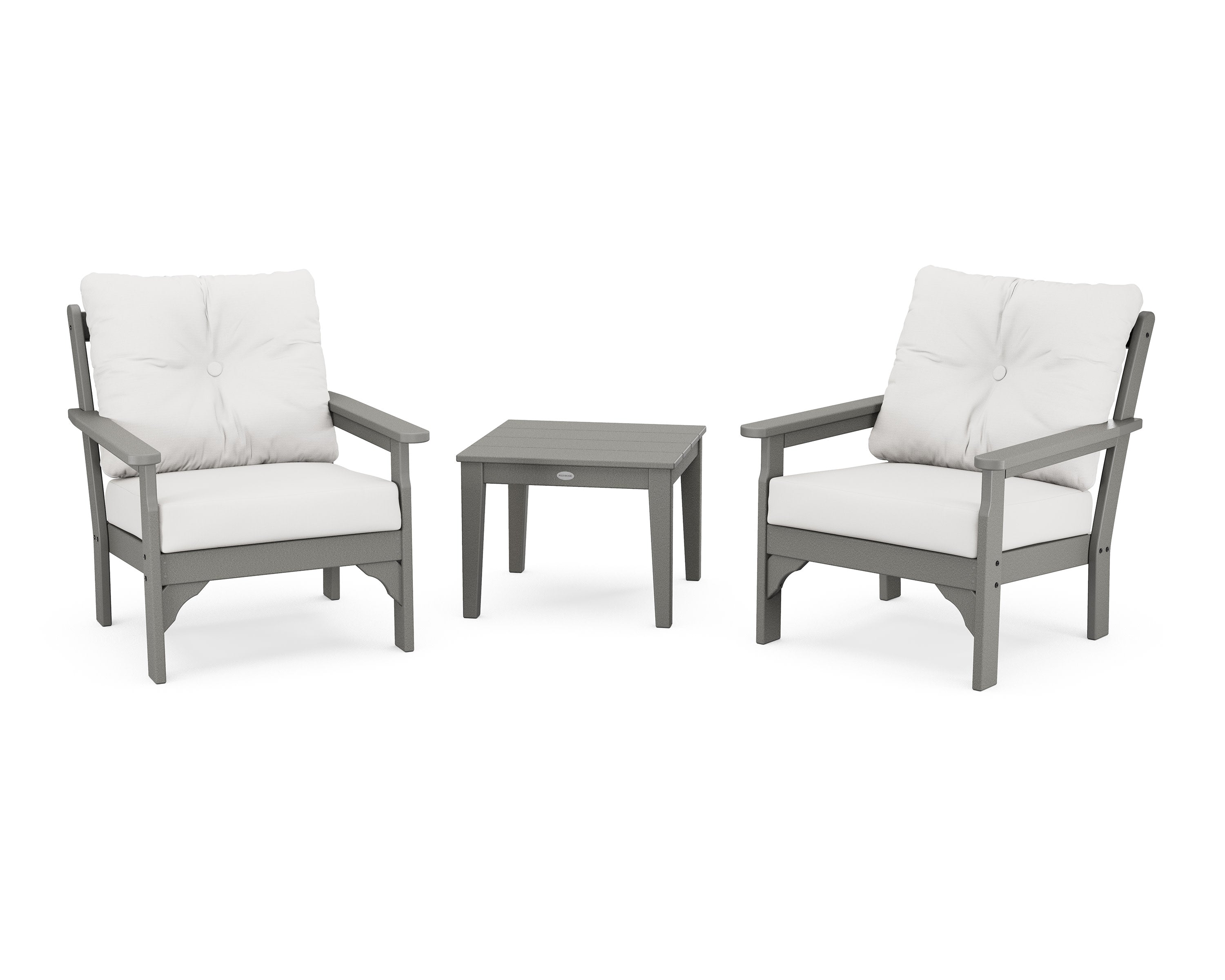 Vineyard 3-Piece Deep Seating Set in Slate Grey / Natural Linen