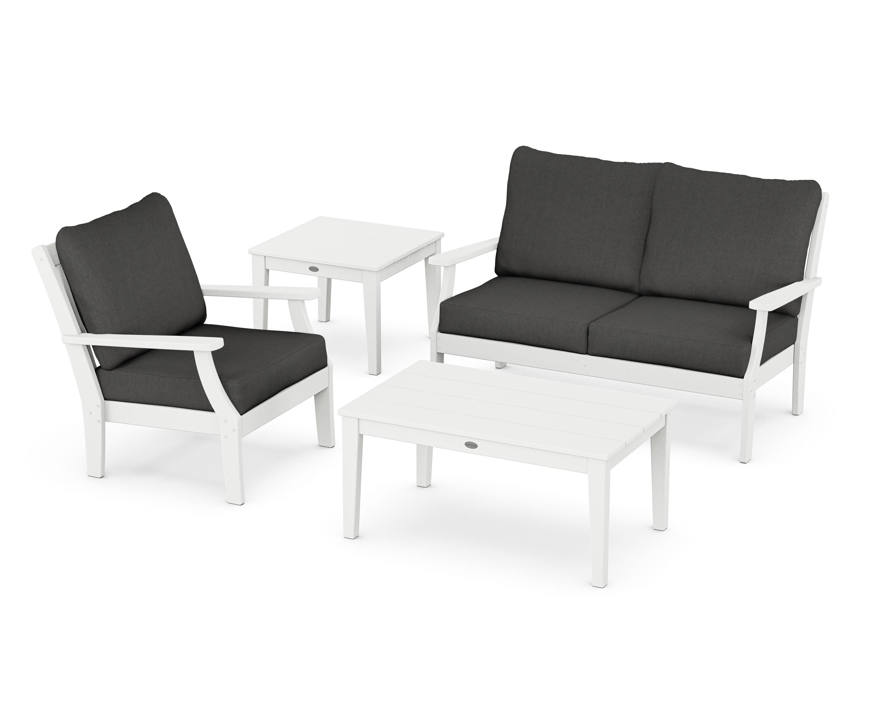 Braxton 4-Piece Deep Seating Set in White / Spectrum Carbon