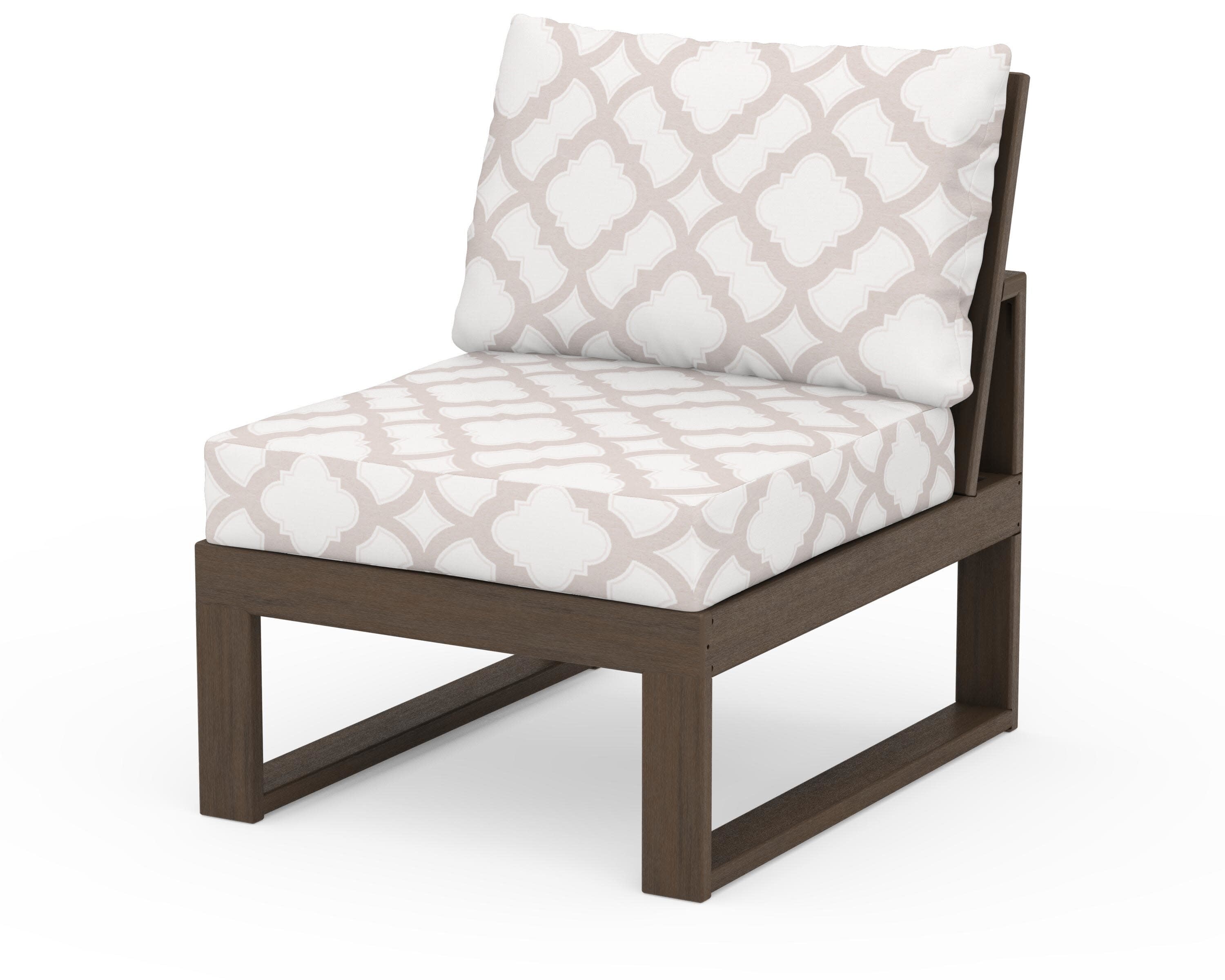 Modular Armless Chair in Kona / Trellis Dune Burlap