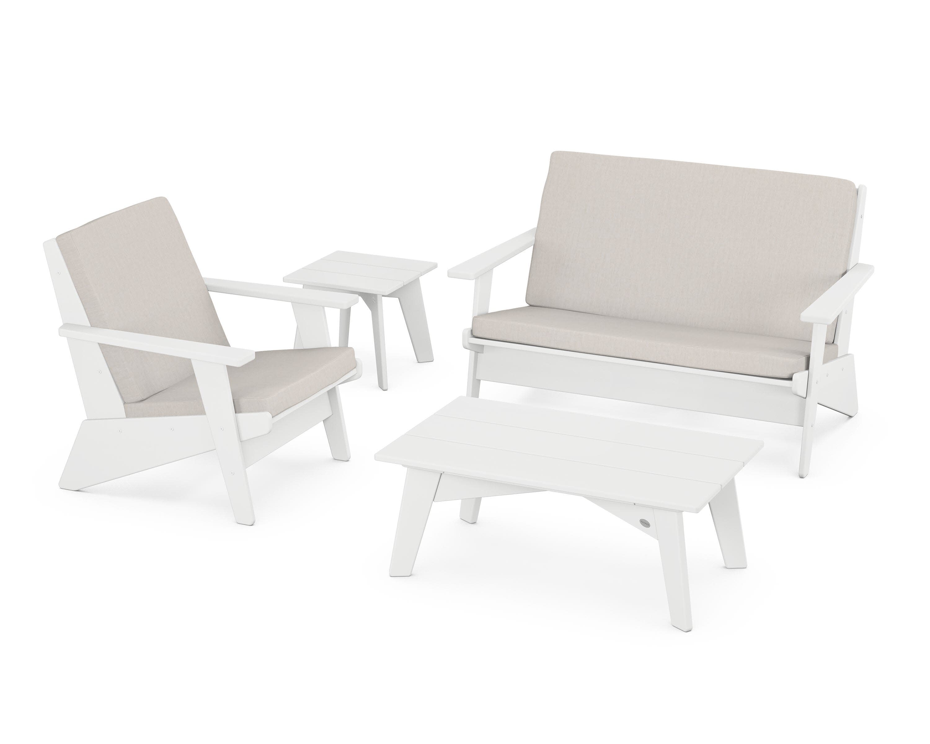 Riviera Modern Lounge 4-Piece Set in White / Cast Ash