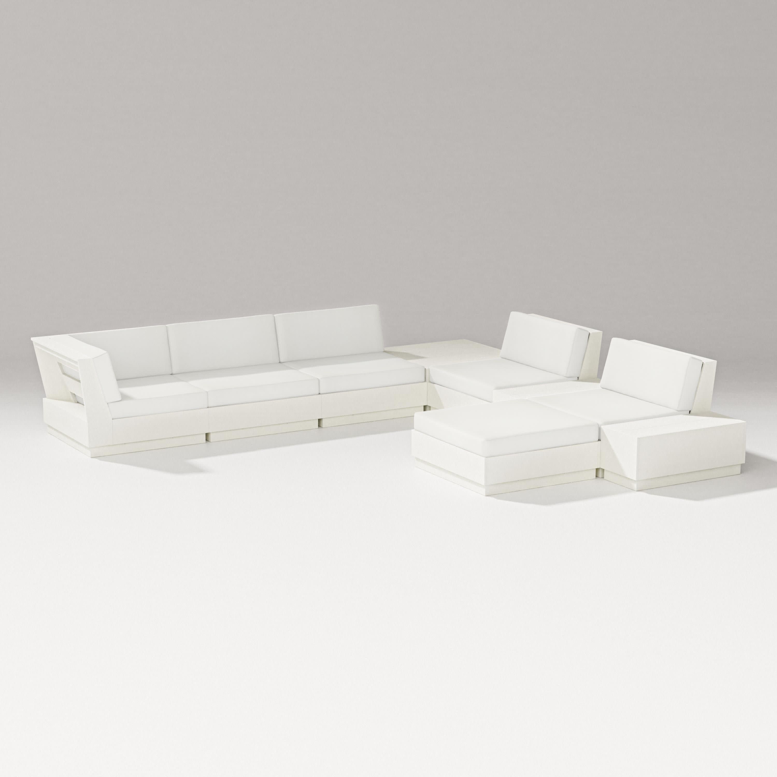Elevate 9-Piece Conversation Sectional in Vintage White / Natural Linen