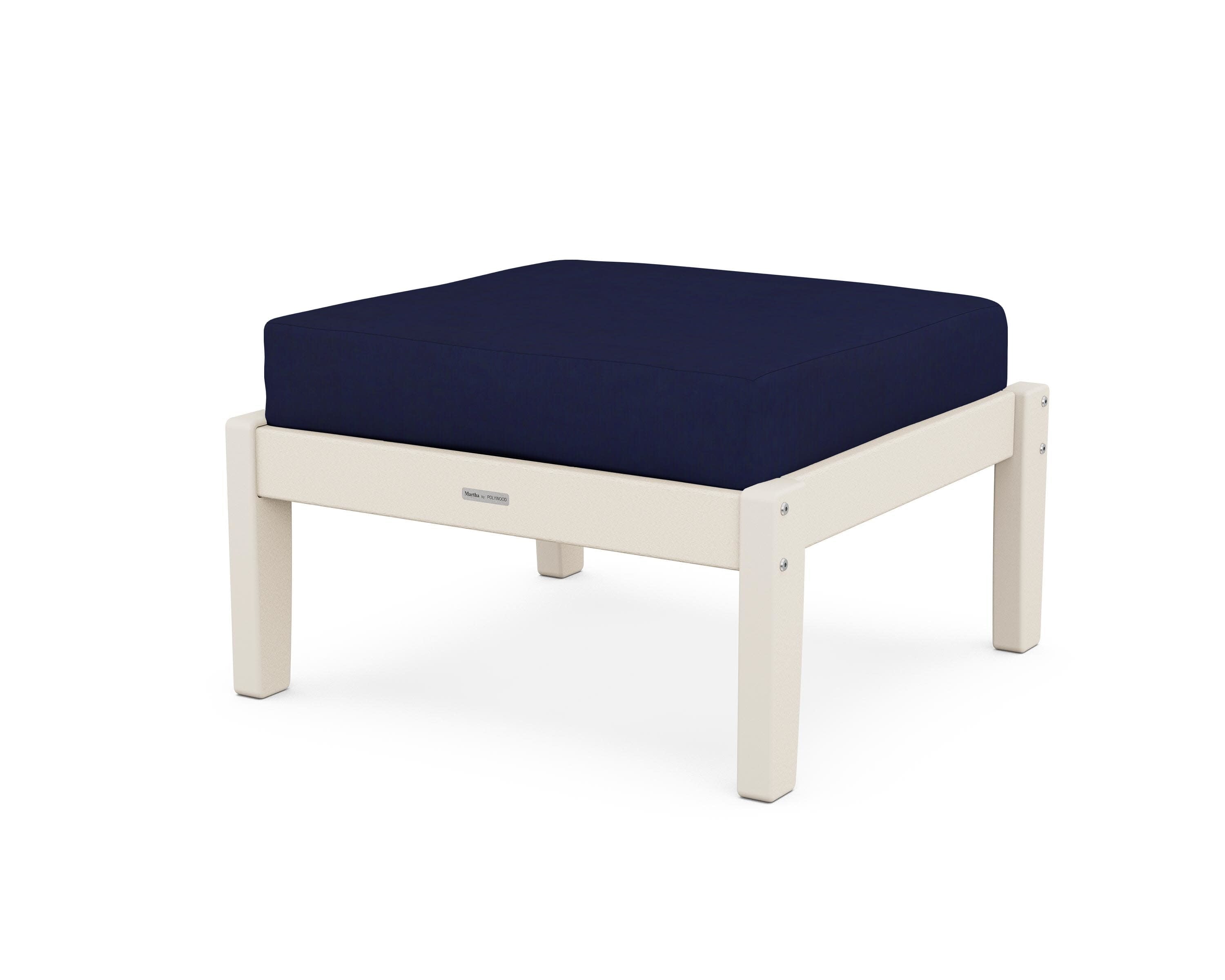 Chinoiserie Deep Seating Ottoman in Sand / Navy