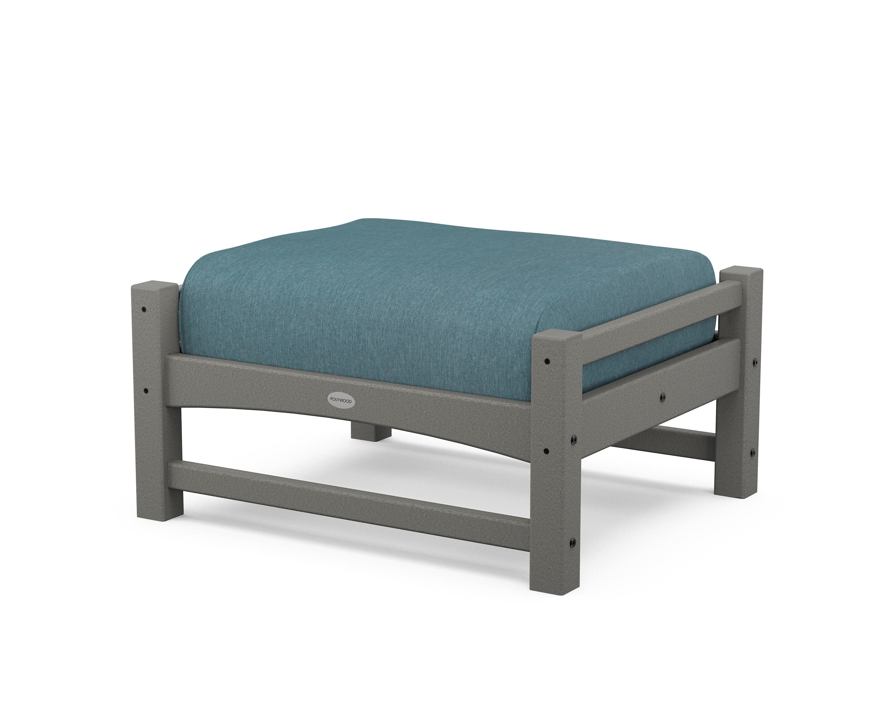 Club Ottoman in Slate Grey / Ocean Teal