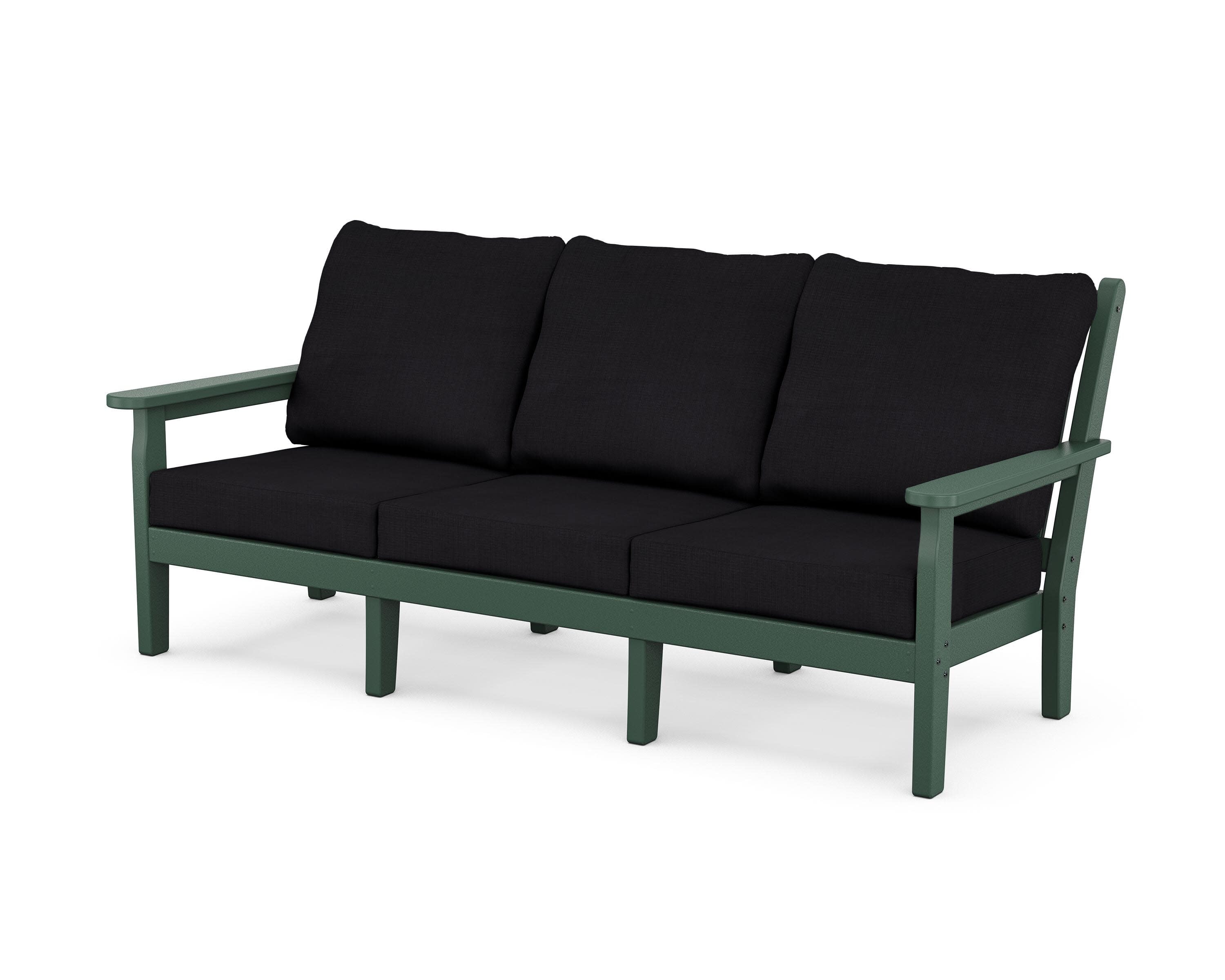 Chippendale Deep Seating Sofa in Green / Midnight Linen