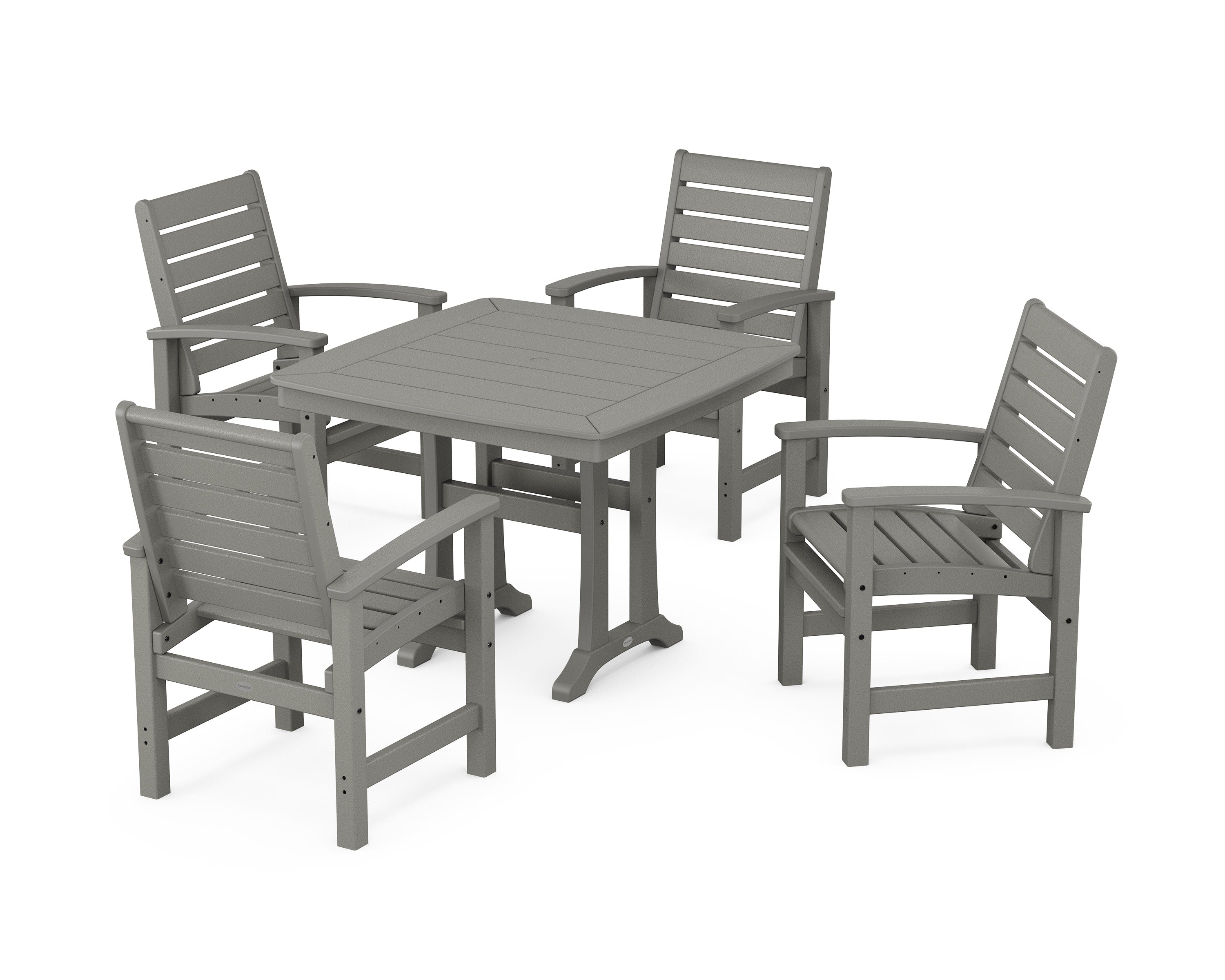Signature 5-Piece Dining Set with Trestle Legs in Slate Grey