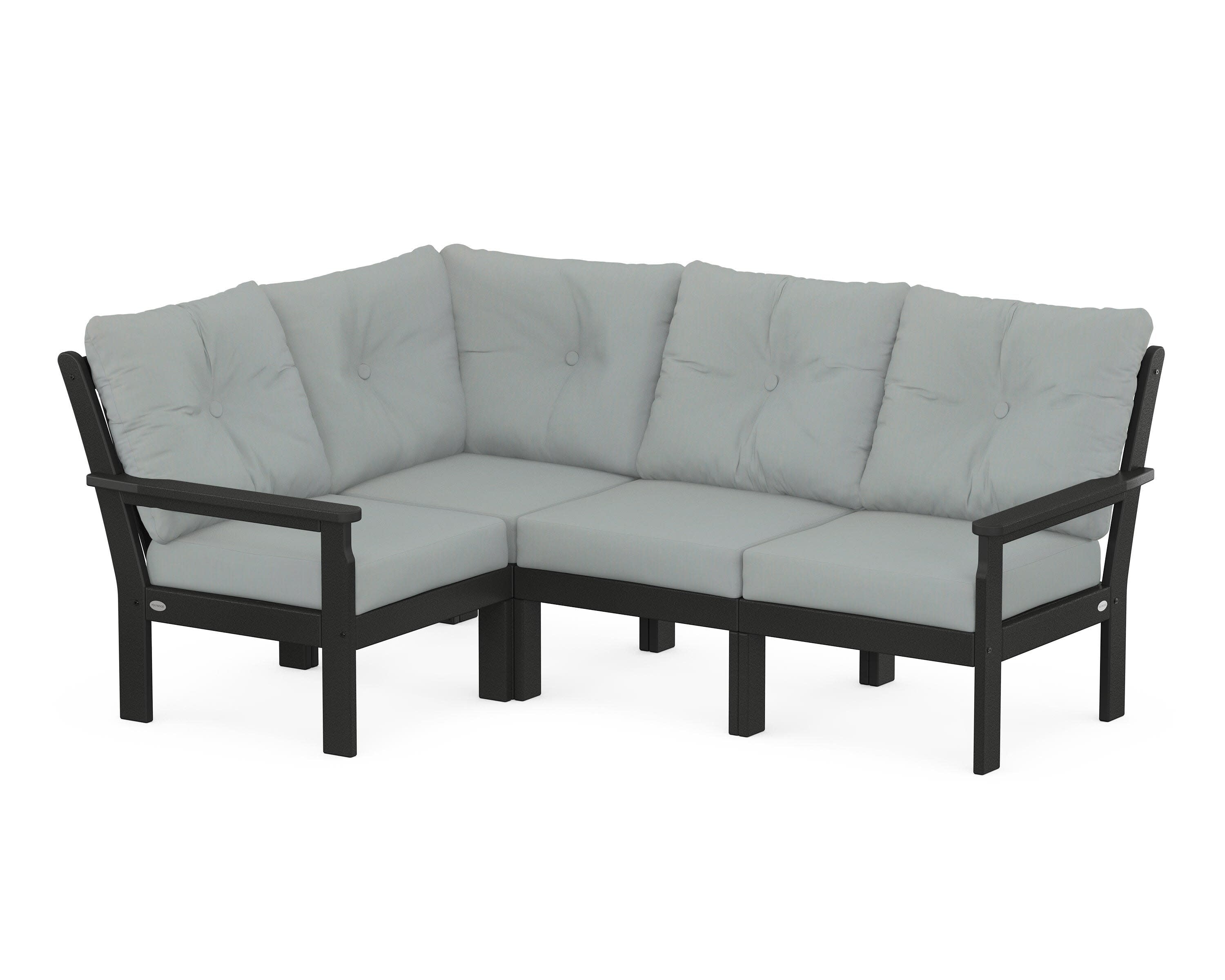 Vineyard 4-Piece Sectional in Black / Spa