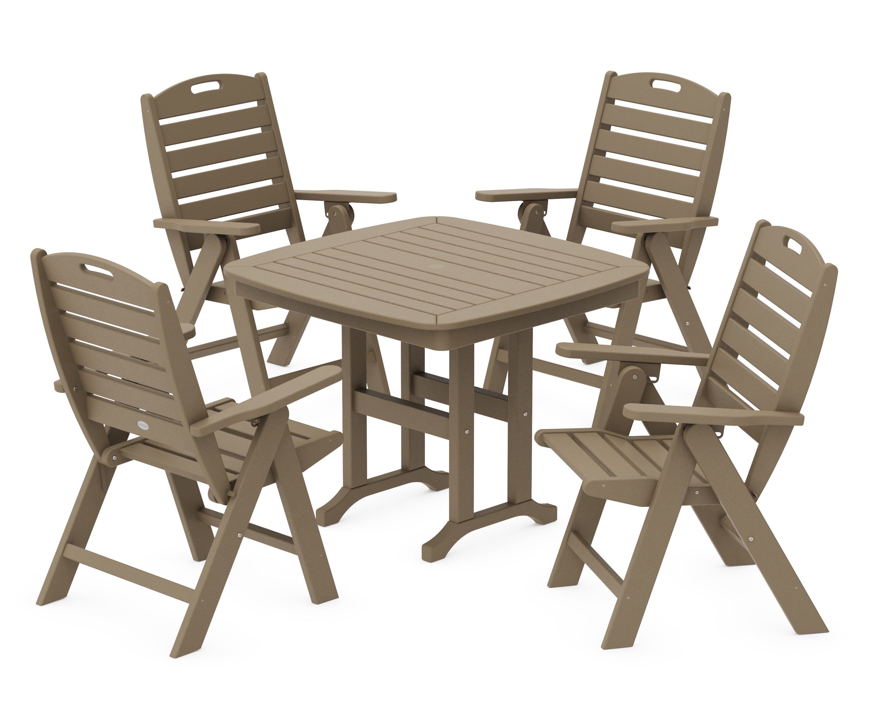 Nautical Folding Highback Chair 5-Piece Dining Set in Vintage Sahara