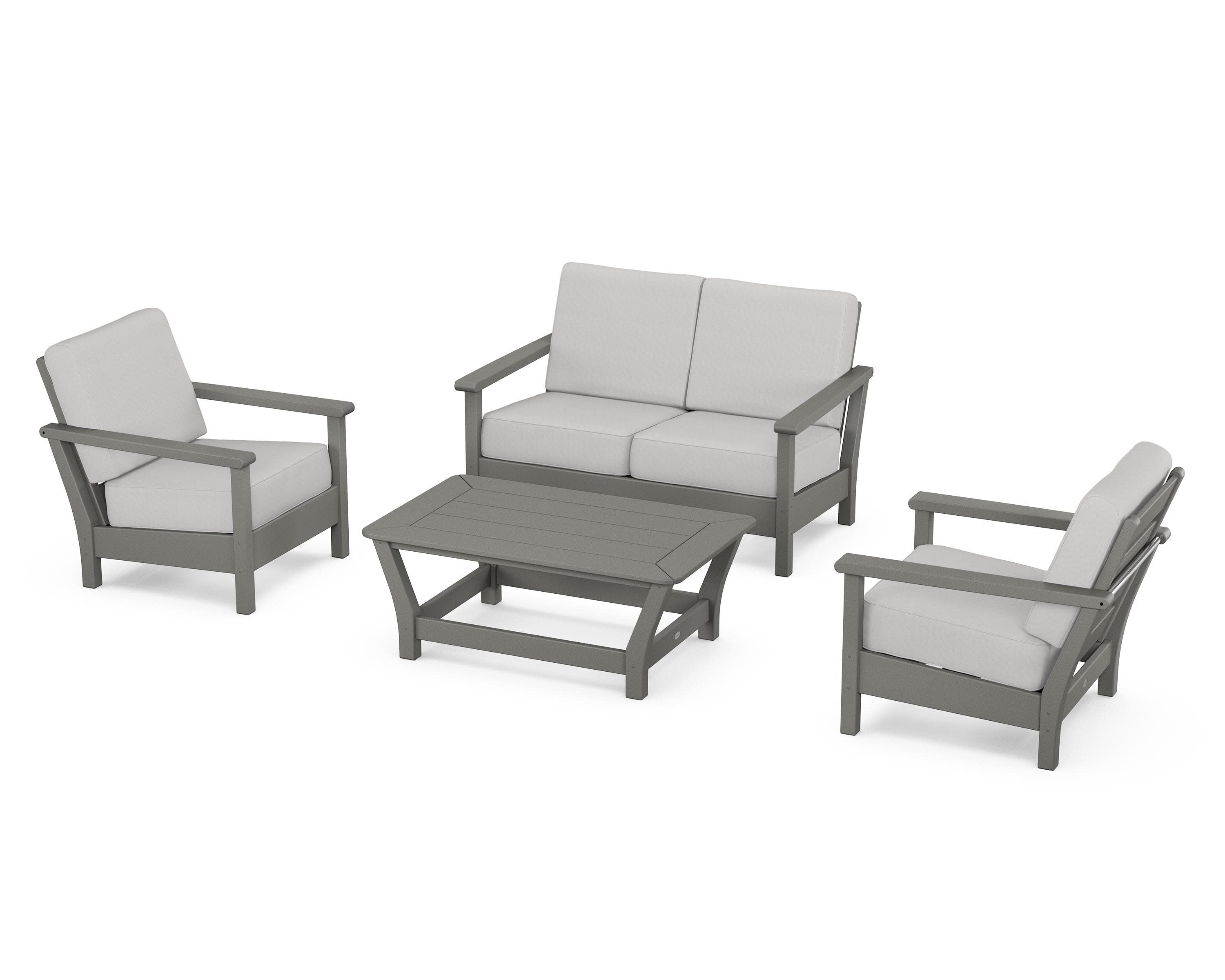 Harbour 4-Piece Deep Seating Set in Slate Grey / Diamond in the Rough