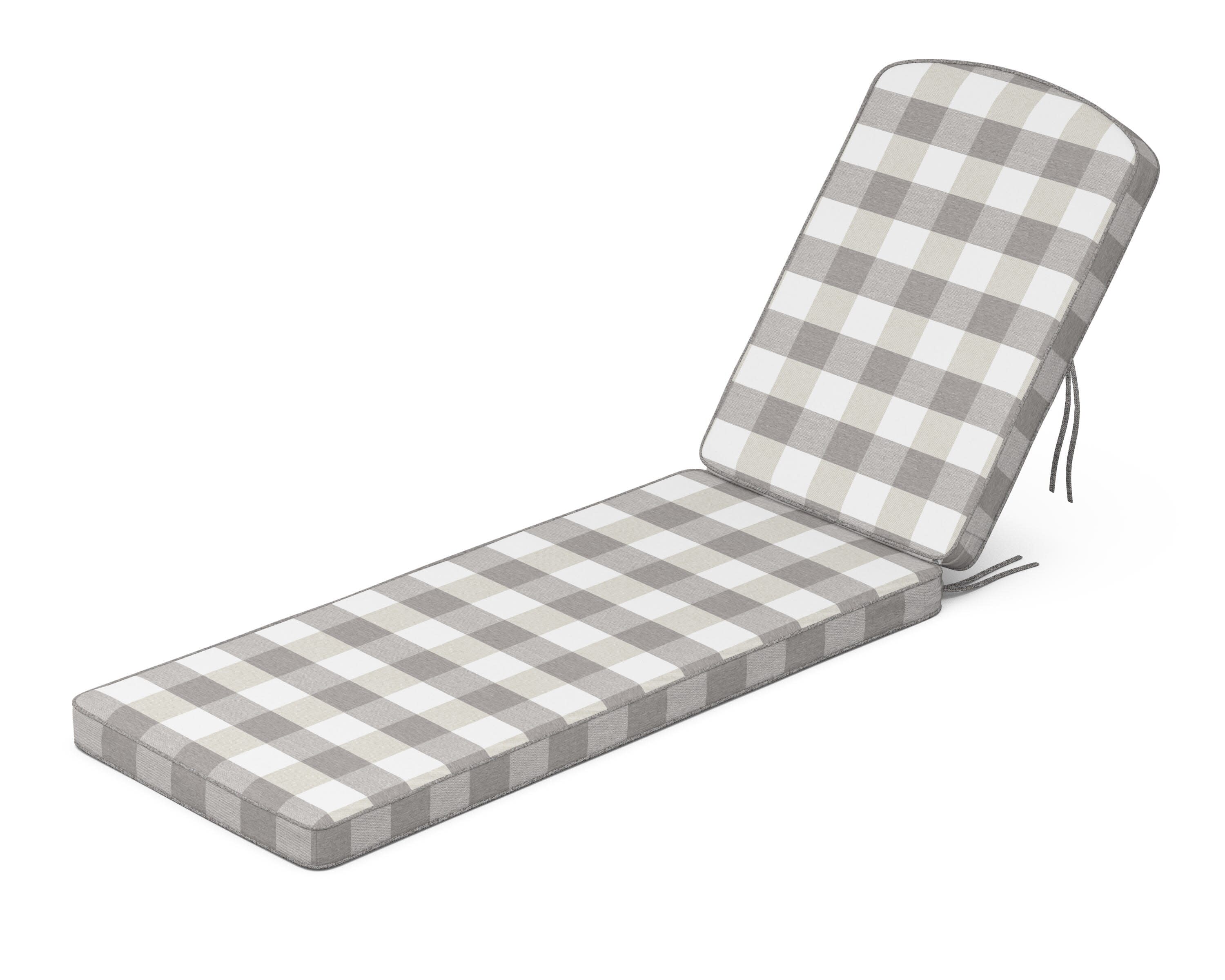 Chinoiserie Chaise Cushion in Buffalo Plaid Grey Mist