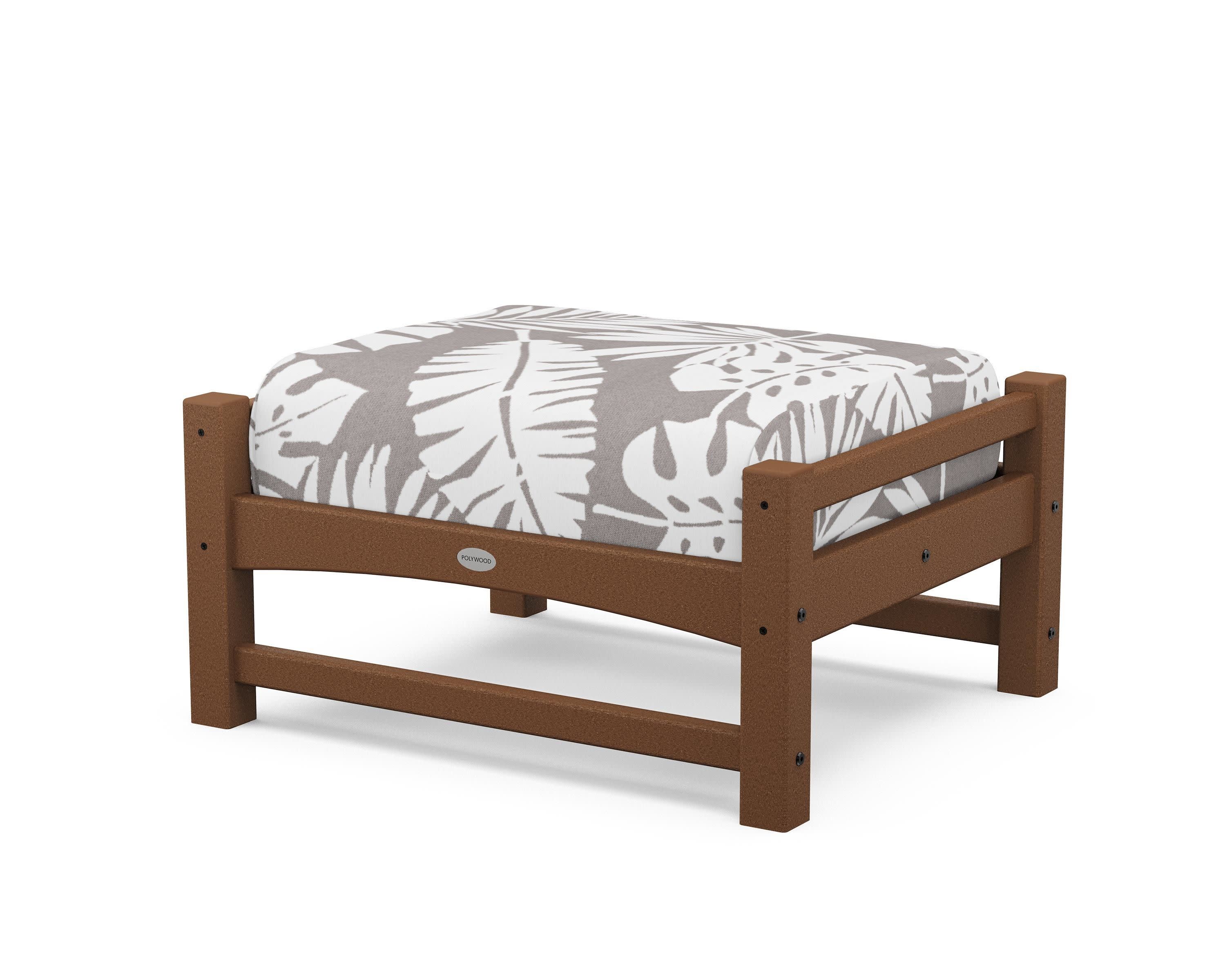 Club Ottoman in Teak / Leaf Grey Mist